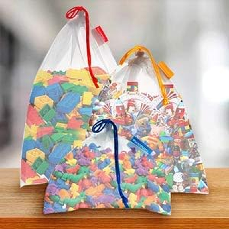 Toy Storage & Organization Mesh Bags Set of 12 Eco Friendly Washable Mesh Bags & Color Coded Drawstrings by Size S, M, L. Playroom Organization, Baby Toys, Game Pieces, Toy Sets, Bathtub Toys image number 5