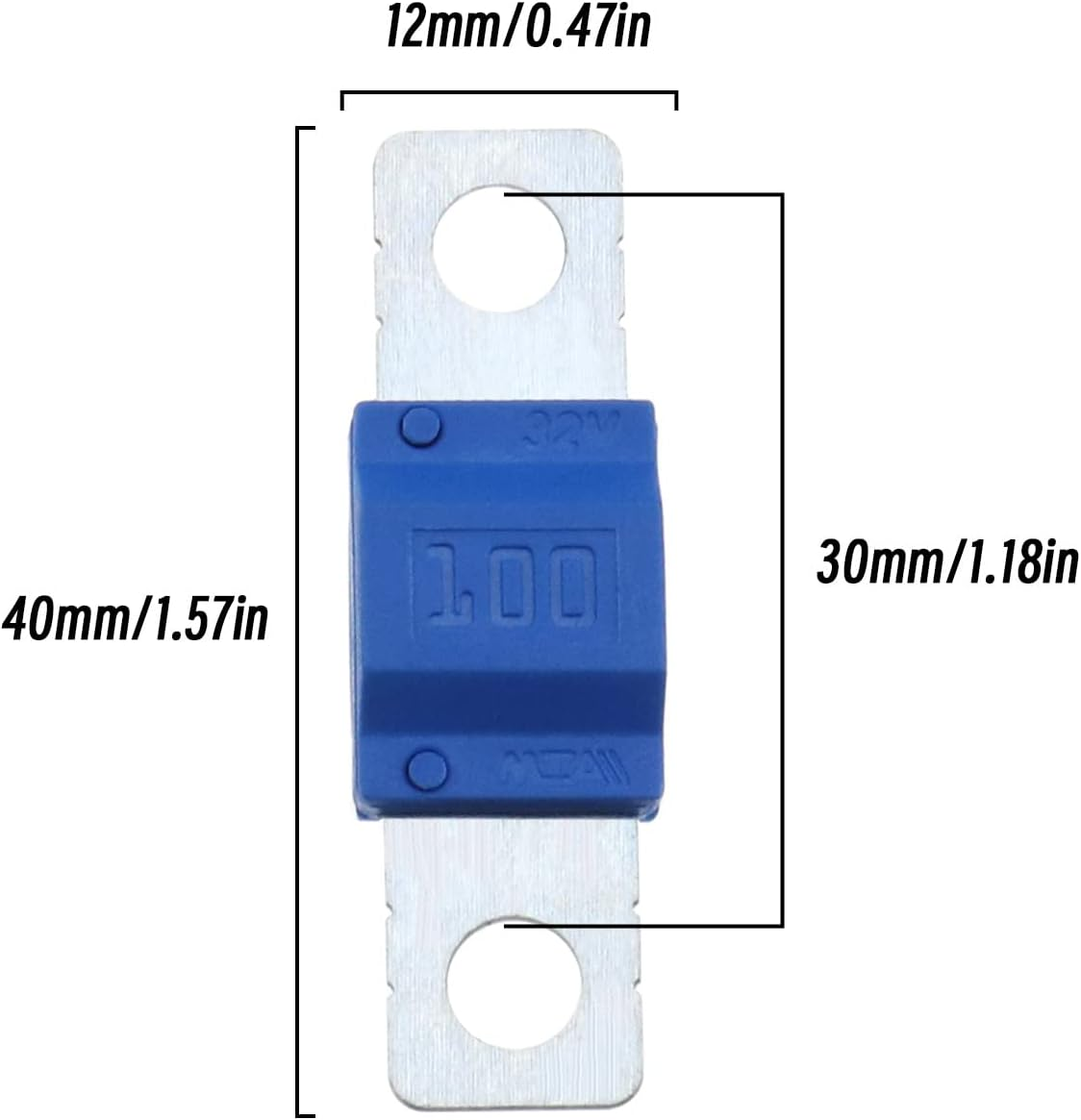 14PCS Midi Fuses 30/40/50/60/70/80/100Amp 32V Automobile Fuse Bolt-On Fuse for Marine Power System Electric Hybrid Vehicle Automobiles DC Motor Car Audio image number 3