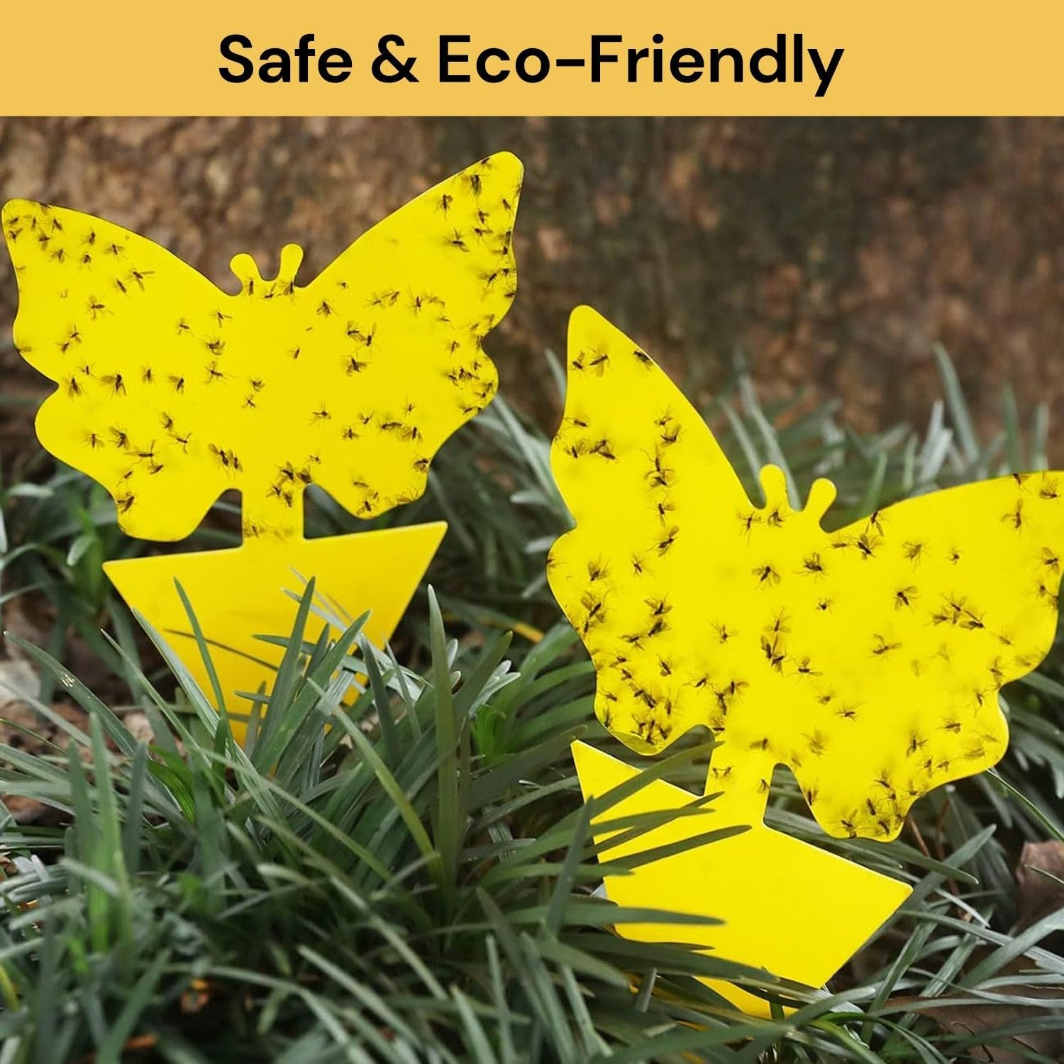 EZONEDEAL 12 PCS Sticky Traps, Yellow Dual-Sided Sticky Insect Catcher with Twist Ties Fruit Fly Fungus Gnat Trap for Whiteflies Mosquitos Fungus Aphids Leafminers Indoor Outdoor Use