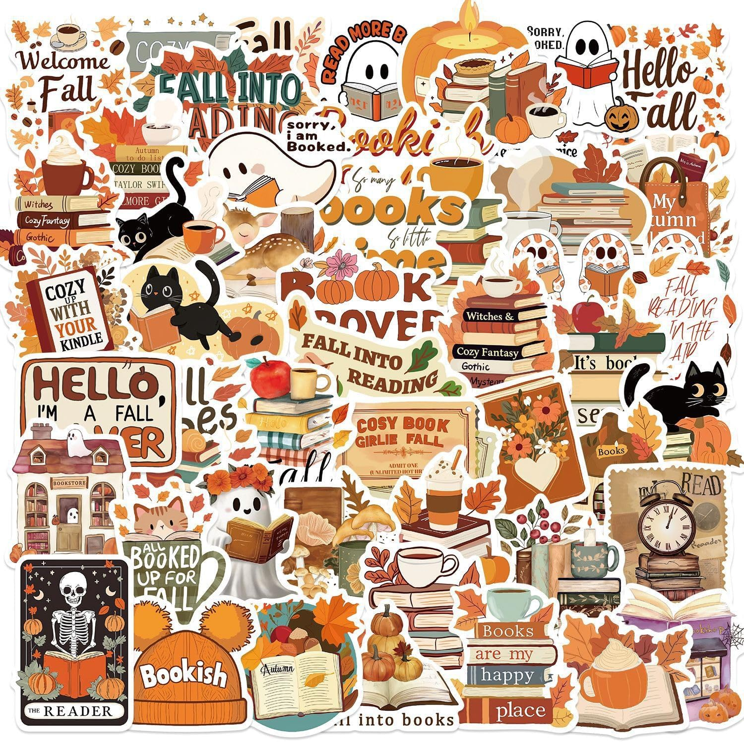 50Pcs Book Stickers for Kindle,Bookish Stickers Decals,Vinyl Waterproof Stickers for Laptop Water Bottle,Book Lovers Gifts image number 1