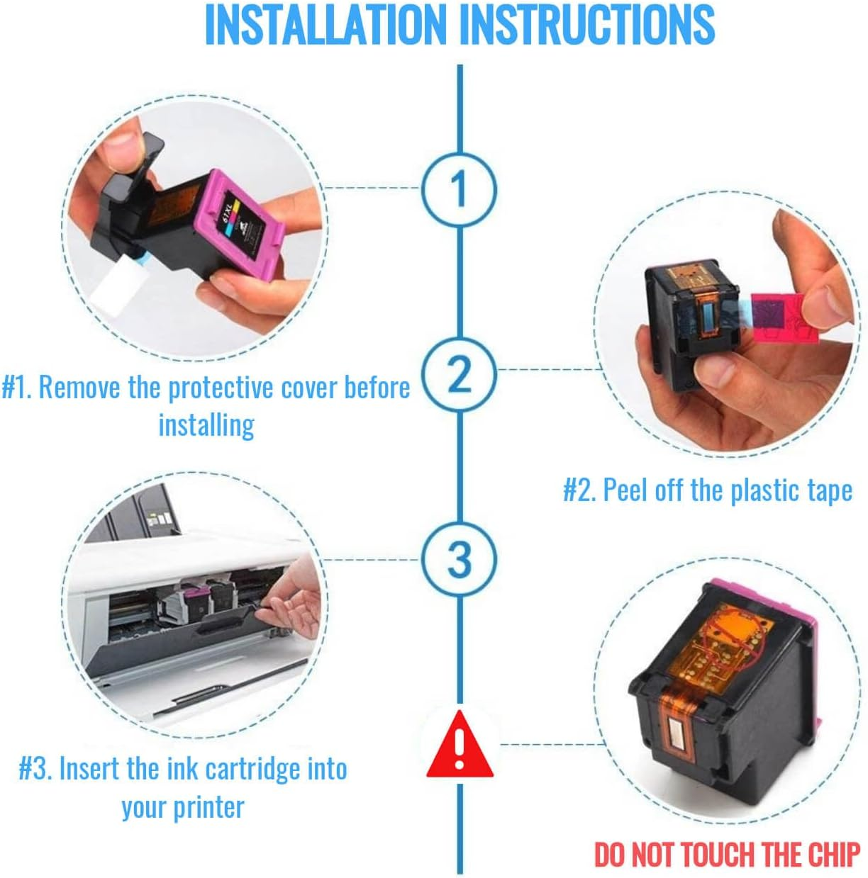 62XL Ink Cartridges Black and Tricolor for Compatible 62 XL 62Xl High Yield for Envy 5540 5542 7640 7645 8000 8005 5640 5642 5643 5644 5646 5660 5665 Officejet 200 250 258 image number 5