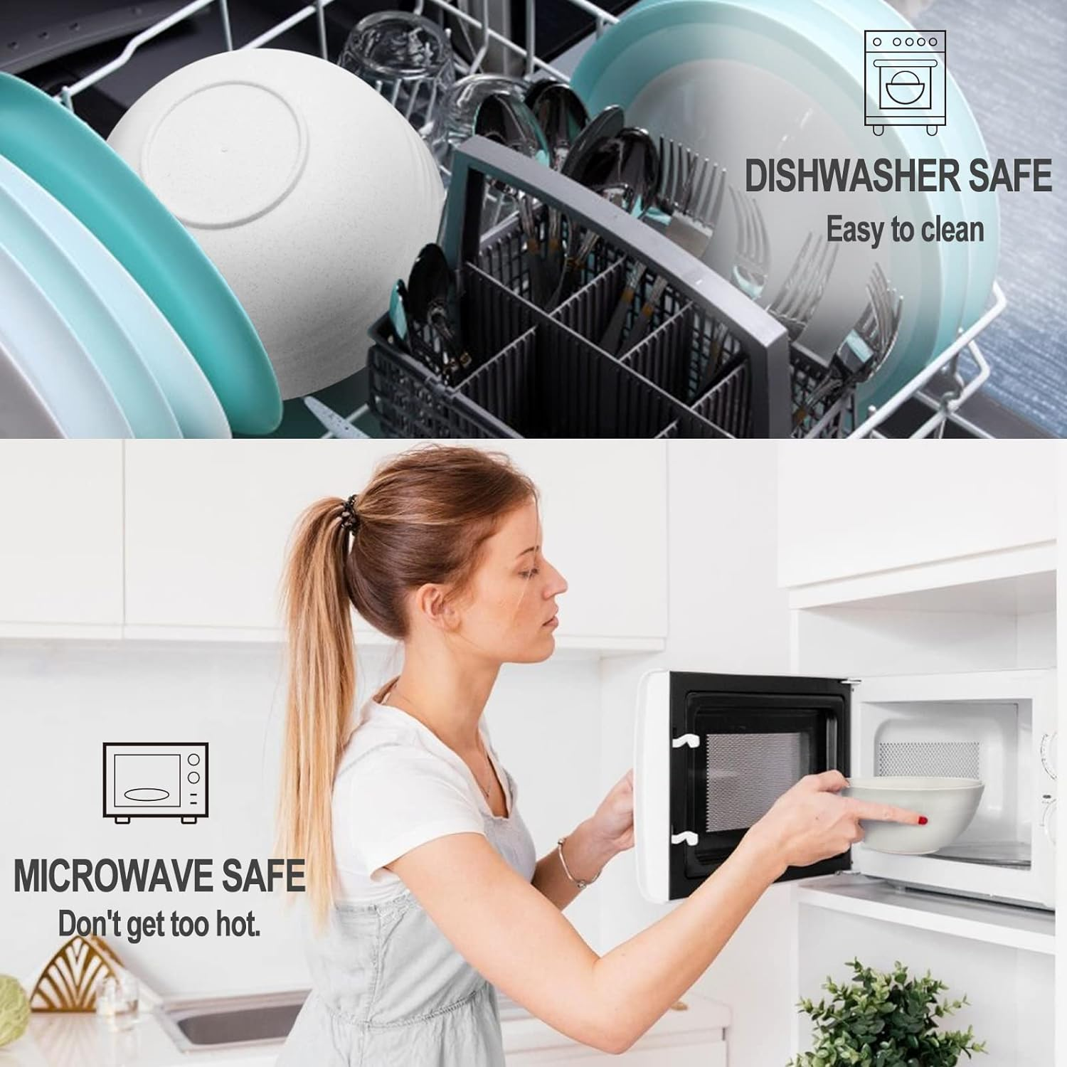 Unbreakable Cereal Bowls 30OZ Set 8 Microwave and Dishwasher Safe BPA Free E-Co Friendly Deep Soup Bowl for Cereal, Salad, Soup, Rice image number 6