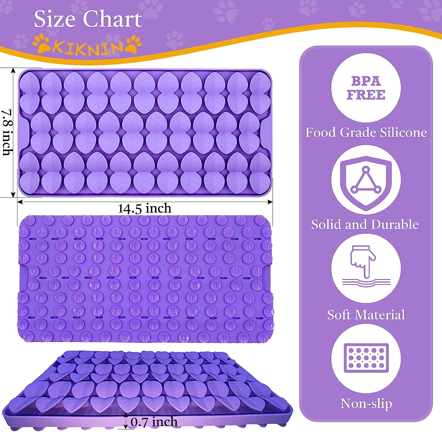 Snuffle Mat for Dogs, Premium Silicone Dog Food Slow Feeder, Encourages Natural Foraging Skills, Interactive Feed Game Toy (Purple/Medium) image number 5