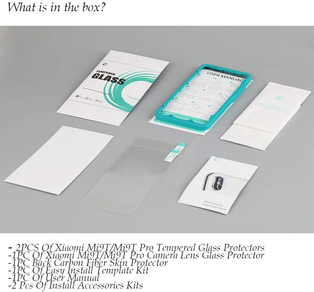 Ibywind Screen Protector for Xiaomi Mi 9T / Mi 9T Pro/Redmi K20 / K20 Pro [2 Pack], 9H Tempered Glass, with Camera Lens Protection, Back Carbon Fiber Skin, and Easy Install Kit image number 4