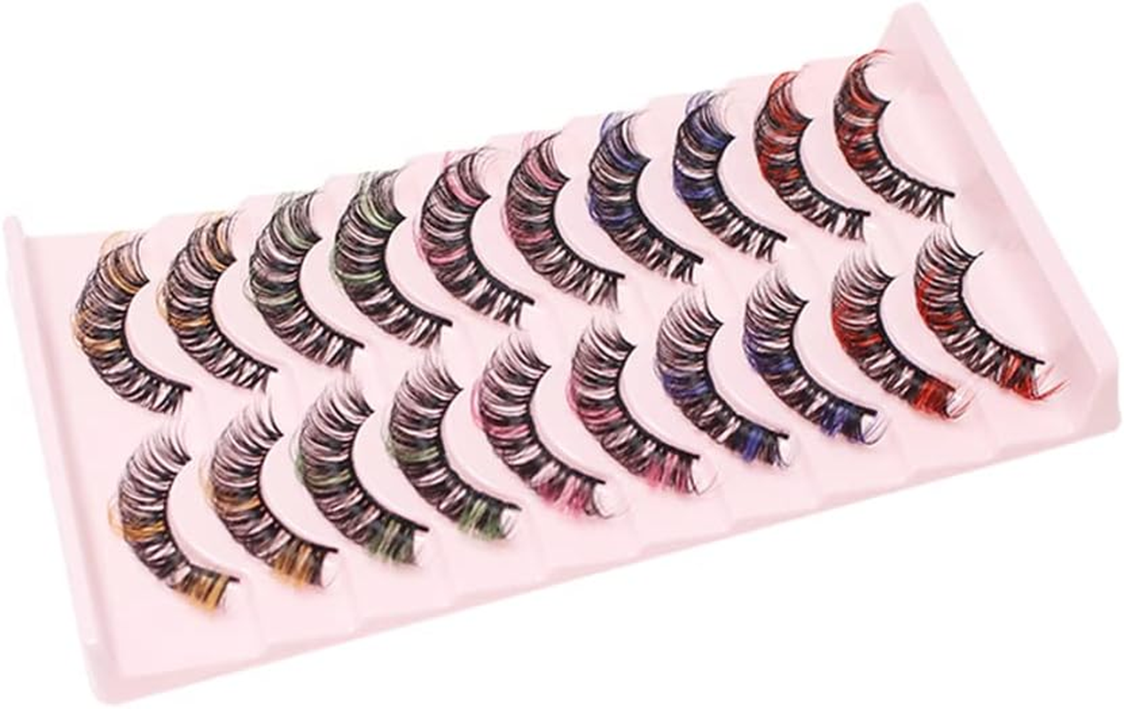 False Eyelashes Coloured Russian Strip Lashes D Curl Wispy Natural Faux Mink Eyelashes Colourful False Eyelashes Makeup for Party Halloween Cosplay (Mix-01) image number 4