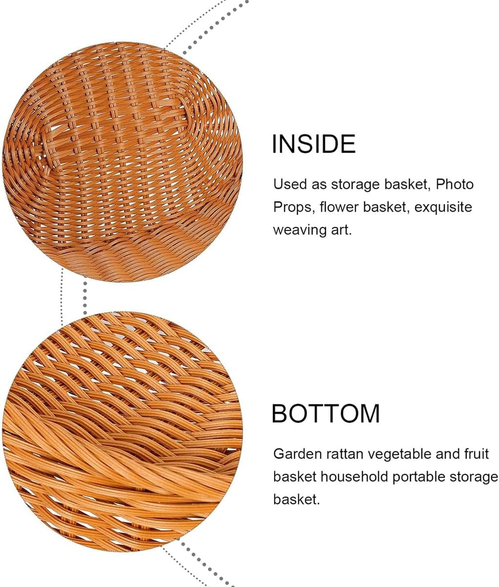 AIMALL 1 Piece Rattan Picnic Basket 10.6X13.8X5.9 Inches Handwoven Portable Basket for Outdoor, Supermarket Shopping, Storage and Pastoral Picking