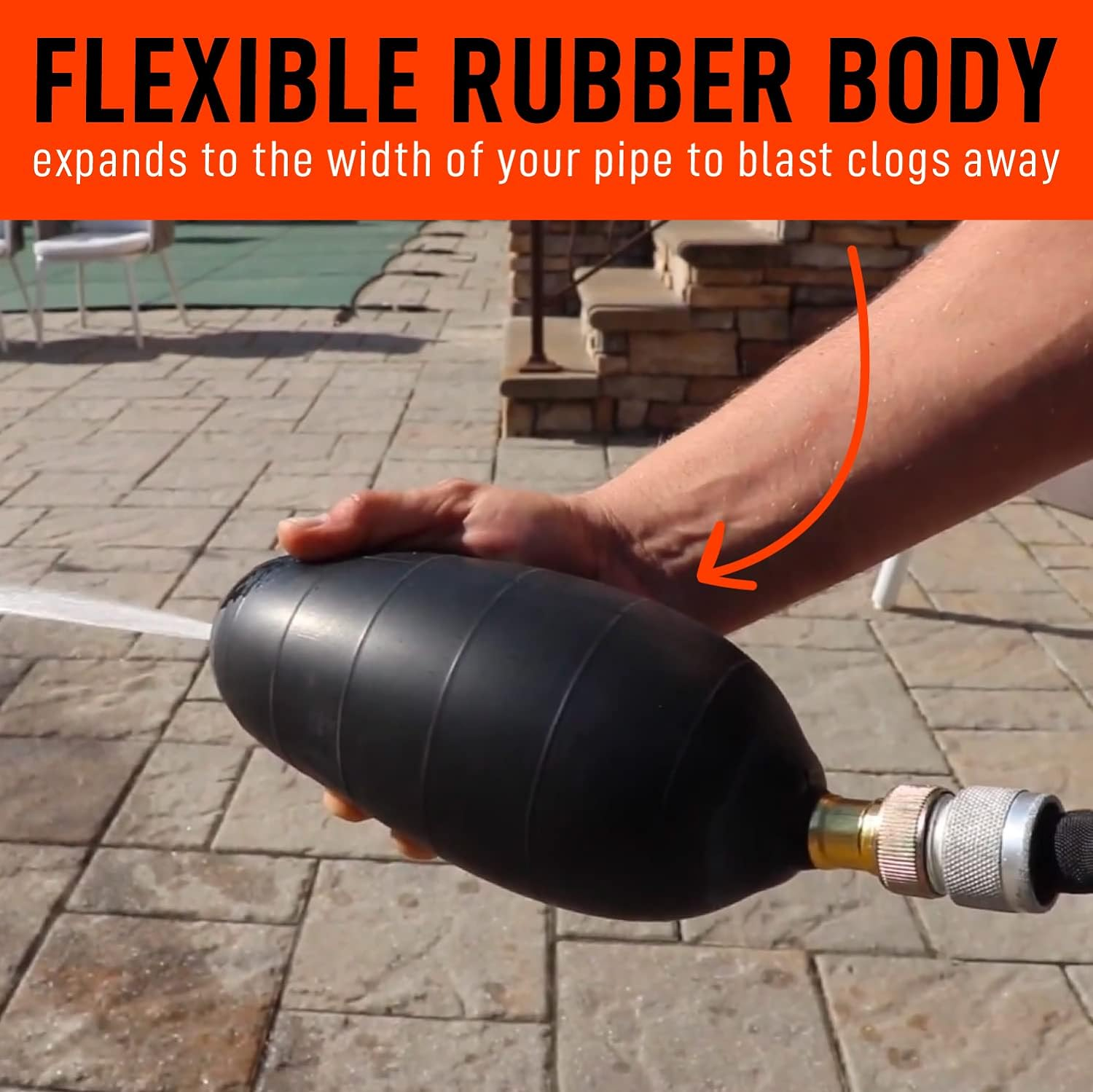 Drainx Hydro Pressure Drain Cleaning Bladder - Fits 4" to 6" Drain Pipes - Unclogs Stubborn Blockages in Bathroom Sinks, Shower Drains, Bathtubs, Plumbing Pipes image number 2