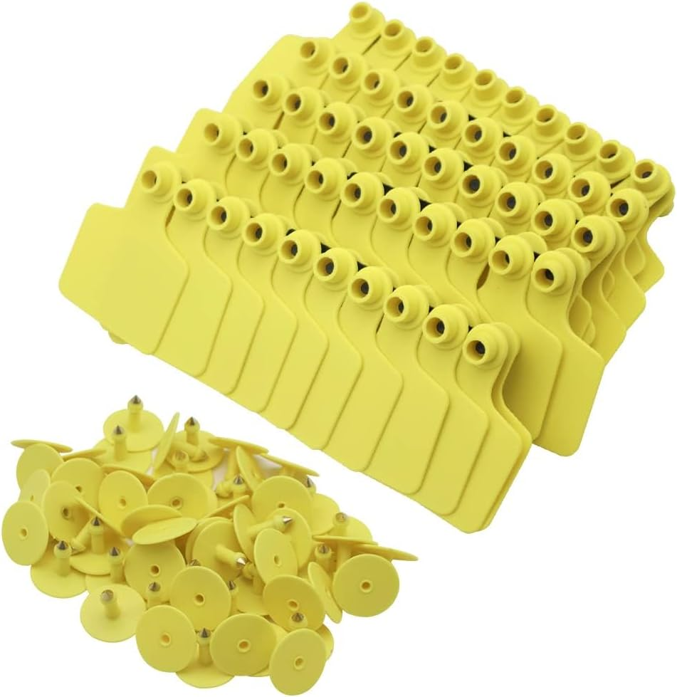 Blank Cattle Ear Tags 100 Pieces TPU Large Livestock Ear Tags Customized Identification Blank Tags for Sheep Cattle Calf Hog (Orange)