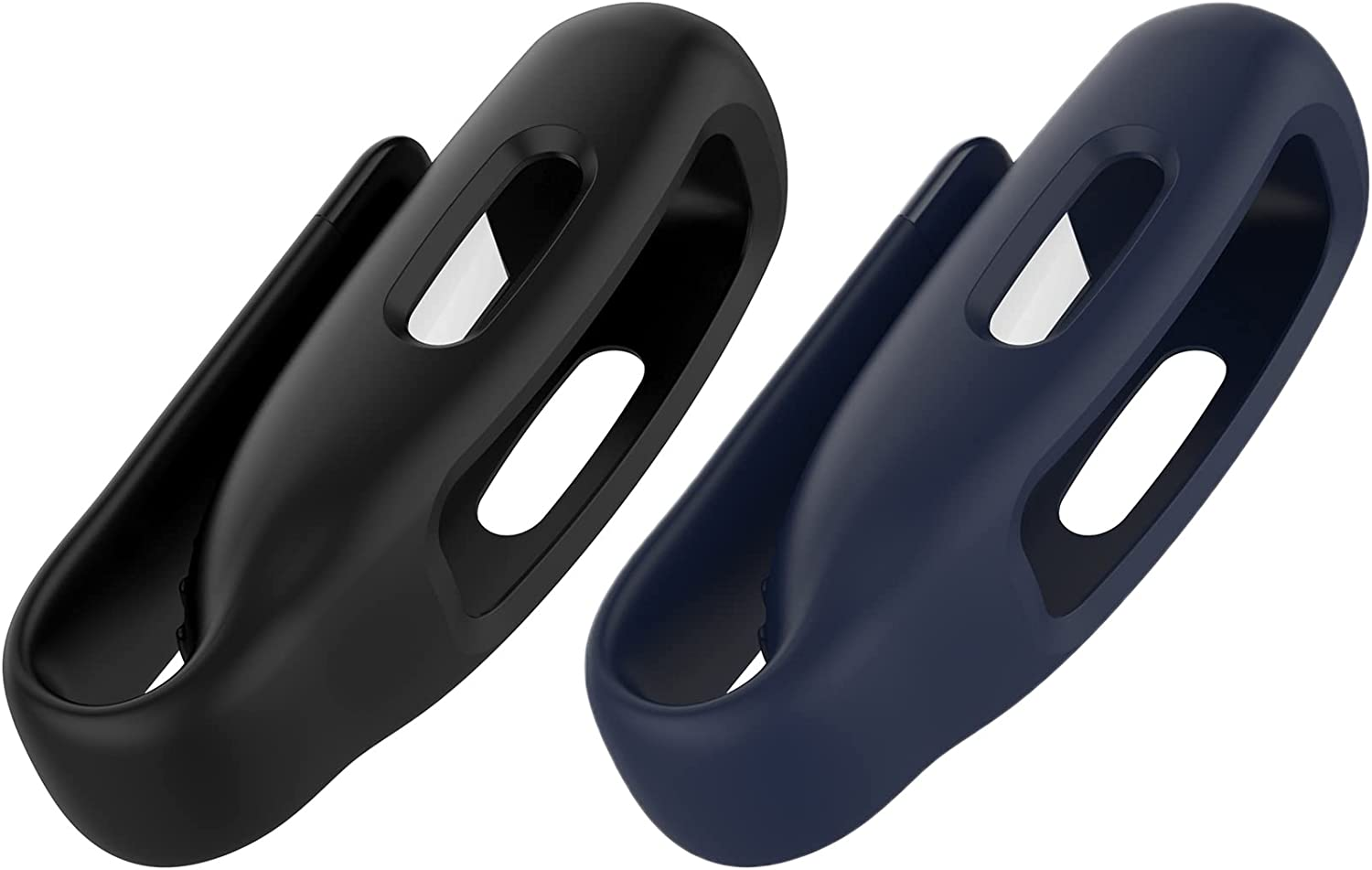(2 Pack) T Tersely Clip Case Replacement for Fitbit Ace 3 for Fitbit Inspire 3/2,Soft Comfortable Silicone Clips All around Protection Cover Holder Accessory for Fitbit Smartwatch -Black+Blue image number 1