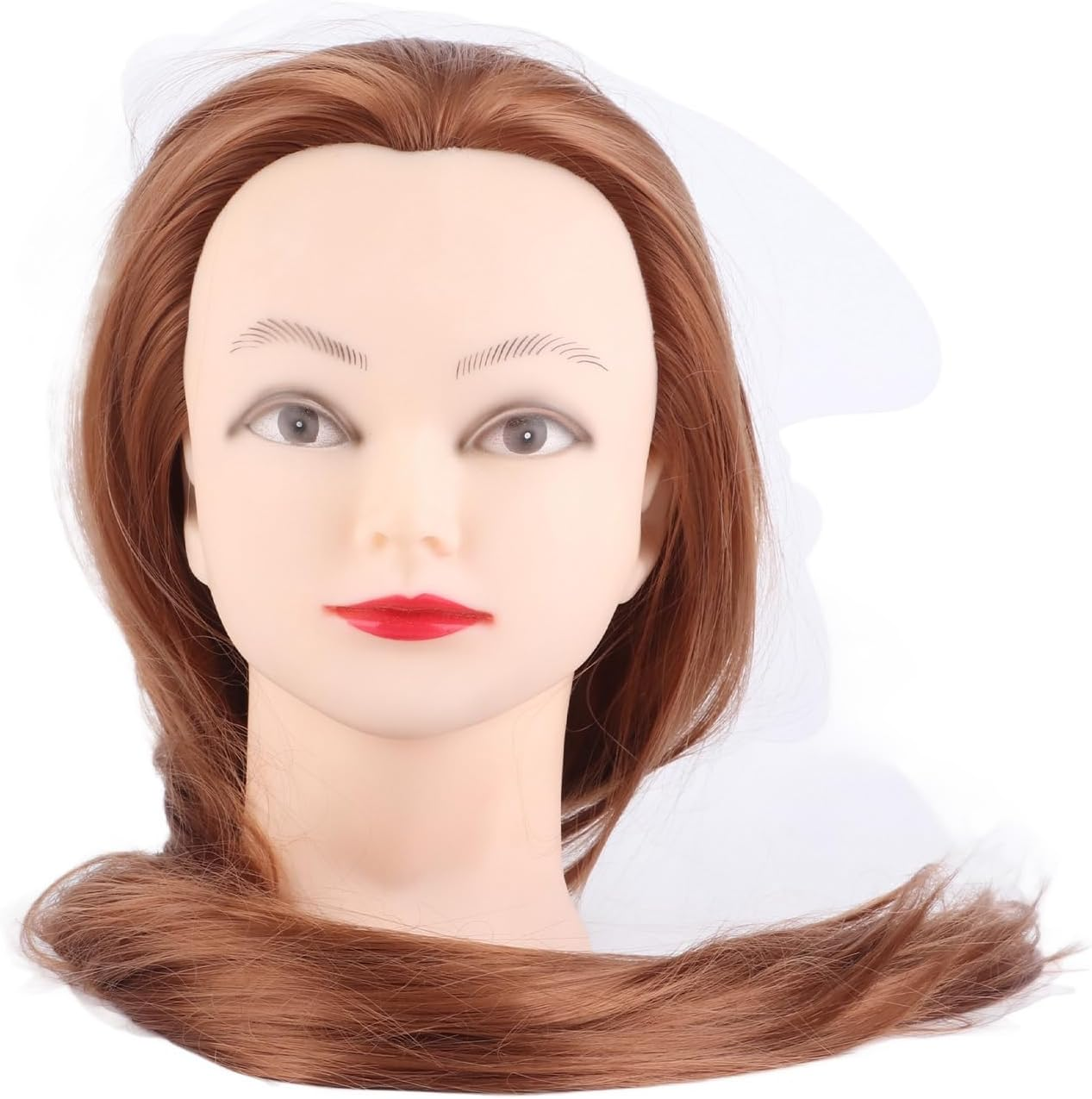 Jiawu Professional Cosmetology Training Mannequin Head with Golden Brown Synthetic Hair for Hair Styling, Cutting, Coloring Practice - Salon Styling Head Model for Hairstydress & Barber Students image number 2