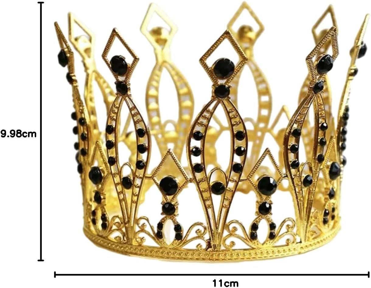 Crown Cake Topper Rhinestone Crystal Handmade Tiara Cake Decoration for Birthday Pageant Prom Wedding Party Christmas Halloween Costume image number 2