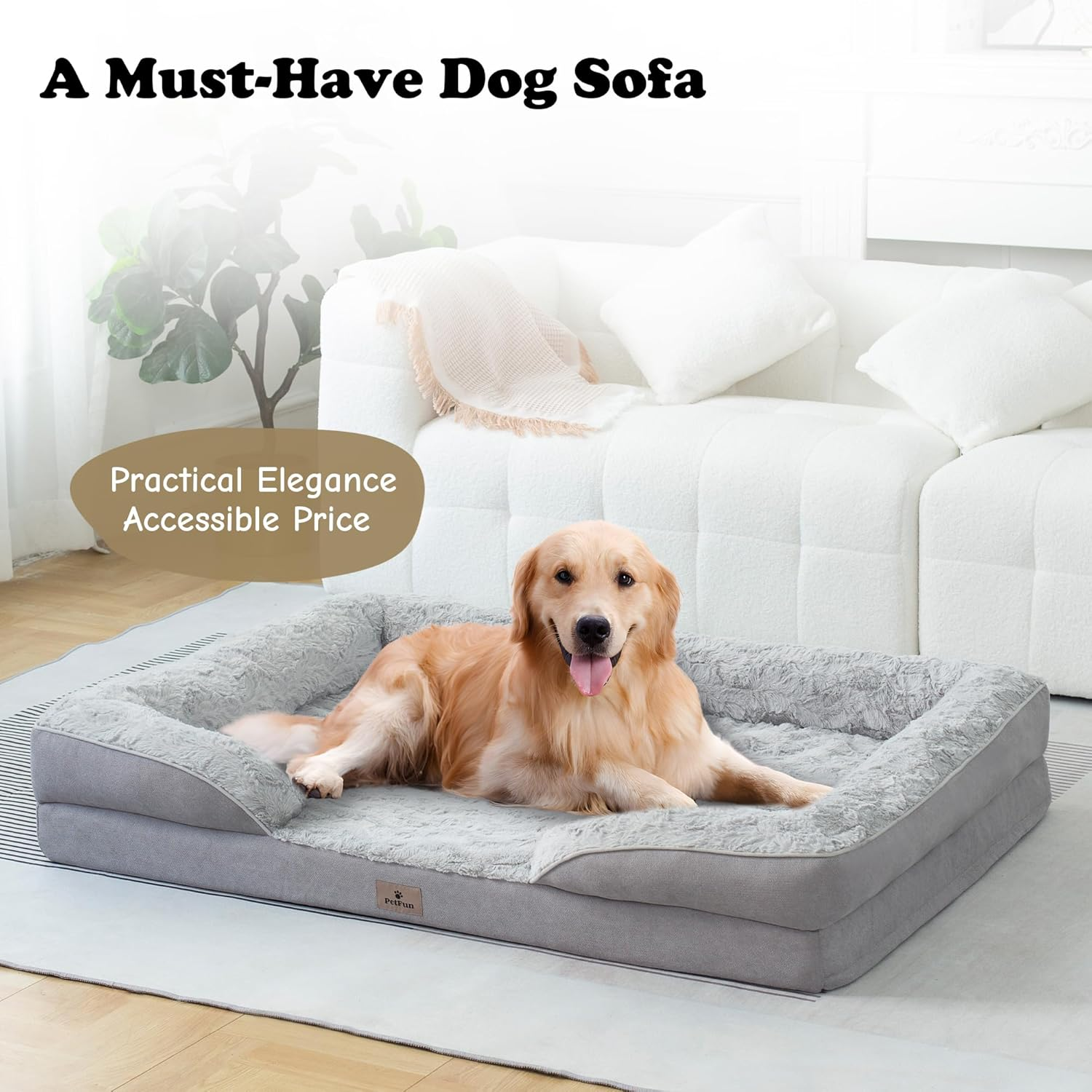 XXL Orthopedic Dog Bed - Washable Dog Sofa Beds for Giant Dogs, Supportive Foam Pet Couch Bed with Removable Washable Cover, Waterproof Lining and Nonskid Bottom image number 3