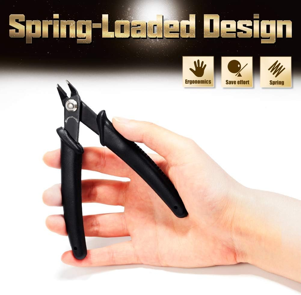 SPEEDWOX Flush Cut Wire Cutters - 5 Inch Diagonal Side Cutting Pliers, Mini Electronic Scissors, Oblique Shear with Internal Spring - Precision Fine Jewelry Making Tool image number 3