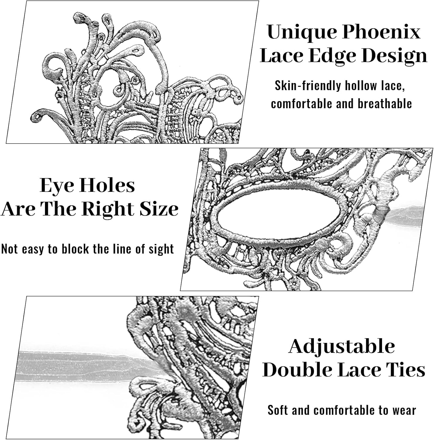 Erythem Masquerade Mask for Women, Venetian Lace Masquerade Mask for Halloween Mardi Gras Costume Party, Fit for Adult image number 1