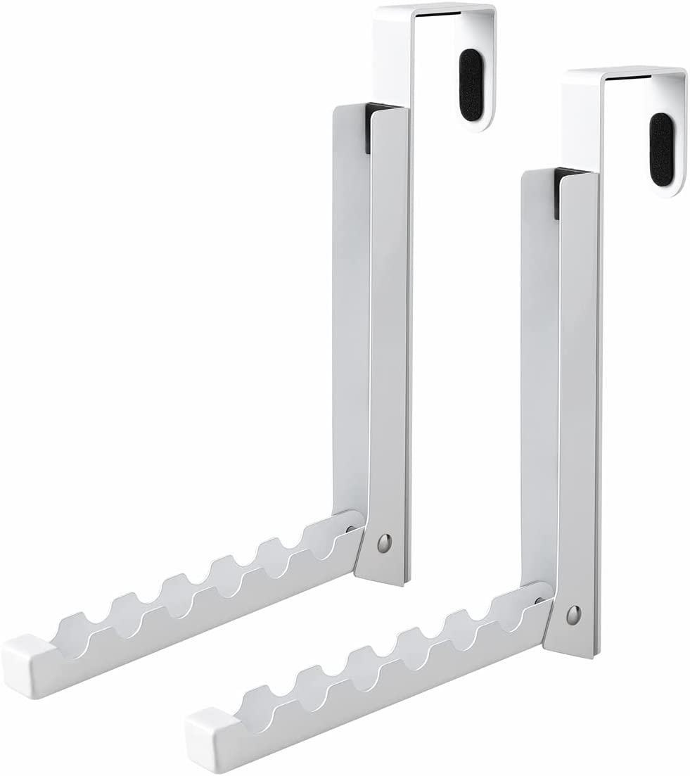 Over the Door Hooks Hanger,Foldable over Door Drying Laundry Rack Hooks for Hanging Clothes with 6 Groves over Door Towel Racks for Clothes,Coat, behind Back Bathroom, Bag and Robe 2 PCS (White)