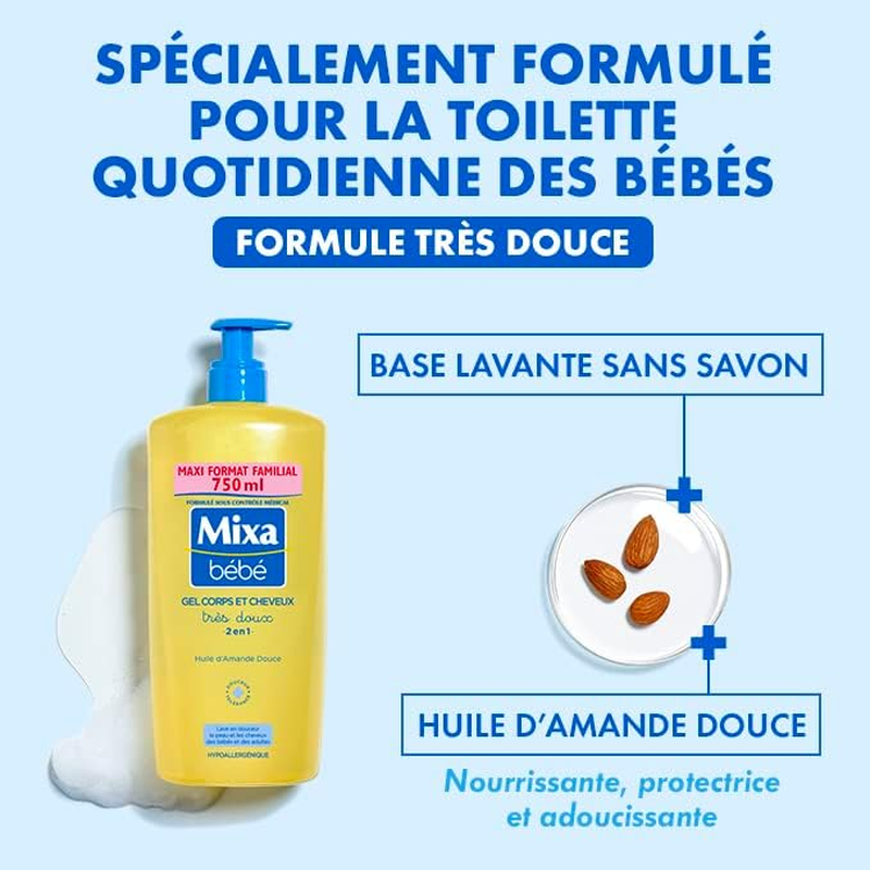 Mixa B&eacute;b&eacute; Gel Corps Et Cheveux 750 Ml image number 4