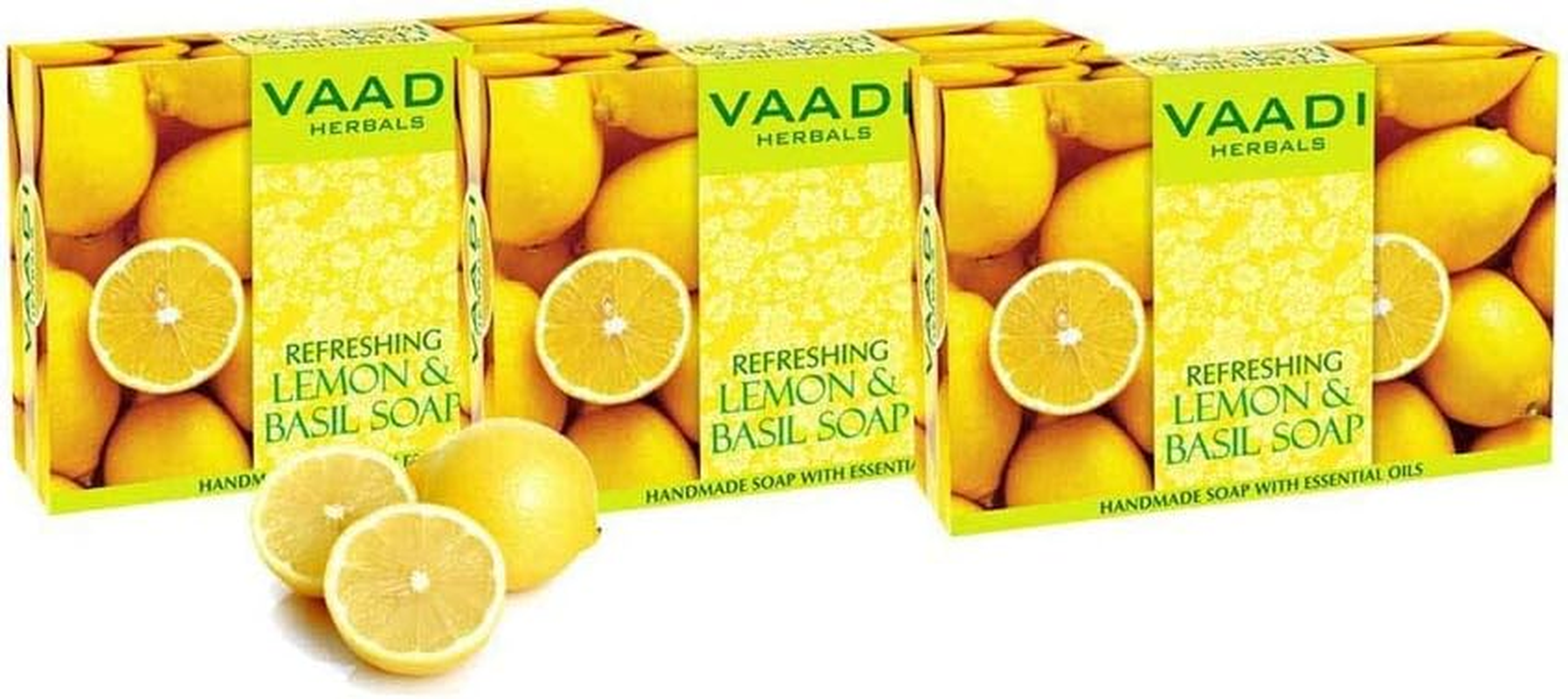 Vaadi Herbals Organic Body Soap Bar Lemon Basil Detoxifies Tones Brightens Skin Handmade Herbal Soap (Aromatherapy) with 100% Pure Essential Oils - All Natural - Anti-Acne Deep Pore Cleansing Removes Pimples Oil Control Sulphate Free All Skin Type 3 X 75 Gm image number 4
