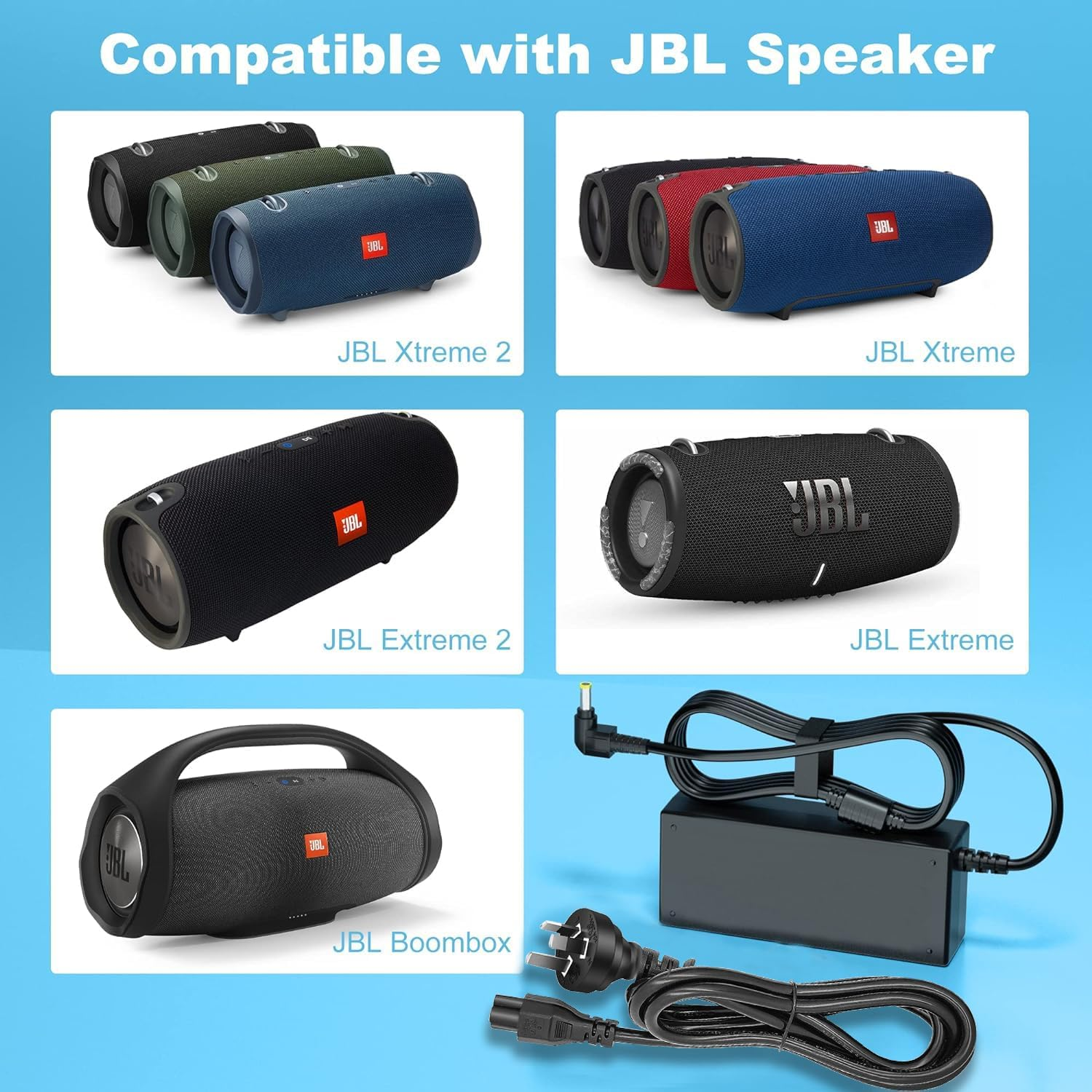 19V 3.42A Charger 2.37A 2.1A 40W Power Supply Adapter for JBL Xtreme Extreme 2 Portable Wireless Bluetooth Speaker Black Blue Red JBLXTREMEBLK JBLXTREMEBLU Boost Soundbar Positive Grid Spark image number 4