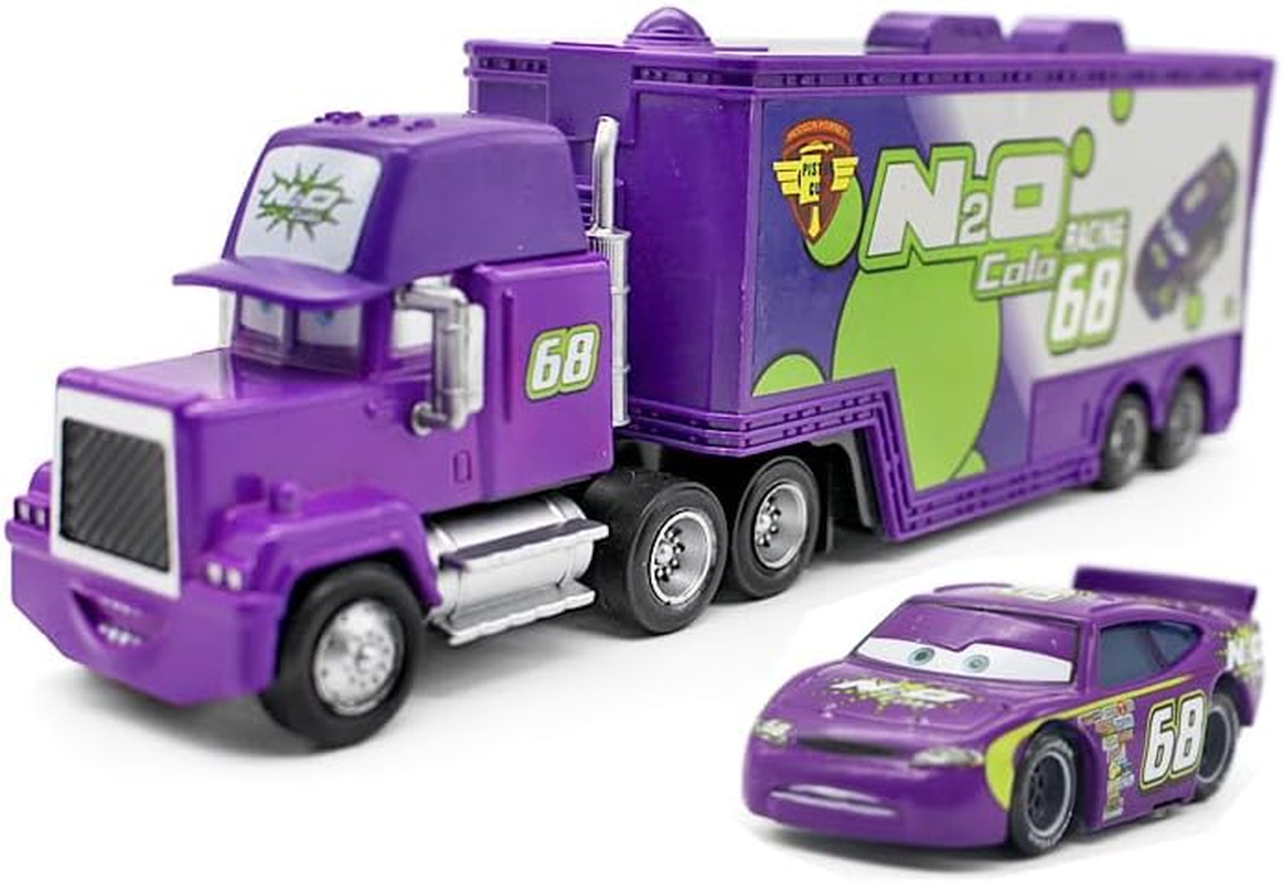 Wltk Movie Cars 2 3 Hauler Mack Truck NO.68 & Manny Flywheel Racer Speed 2PCS Vehicles ， Mcqueen Jackson Storm Cruz Ramirez Vehicles