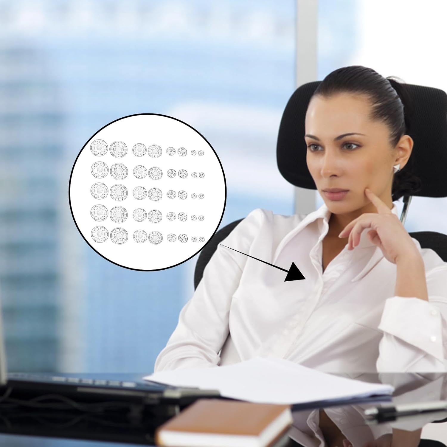 100 Sets Plastic Snap Fasteners Buttons Plastic Snaps Buttons Sew-On Snap Buttons Press Studs Snap Fasteners Transparent Buttons for Purse Handbag Clotheing Craft Supplies (7 Mm,12 Mm,15 Mm,21 Mm) image number 3