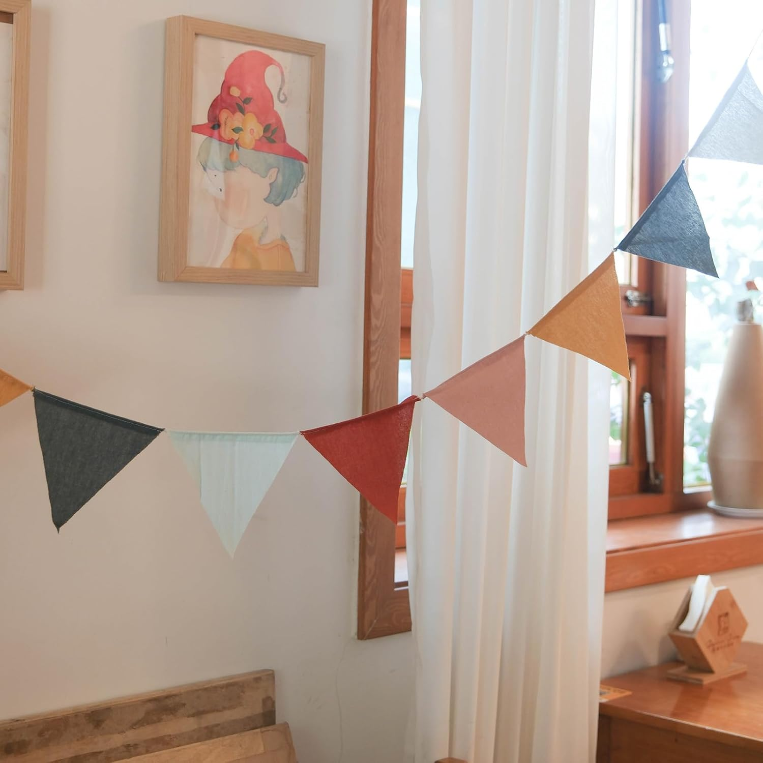 3.9Ft Half Circle Banner - Pastel Cotton Pennants for Kids Tent, Nursery & Birthday Party Decor Pastel Pennant Banner | Single Sided Hanging Banners (Set of 2)