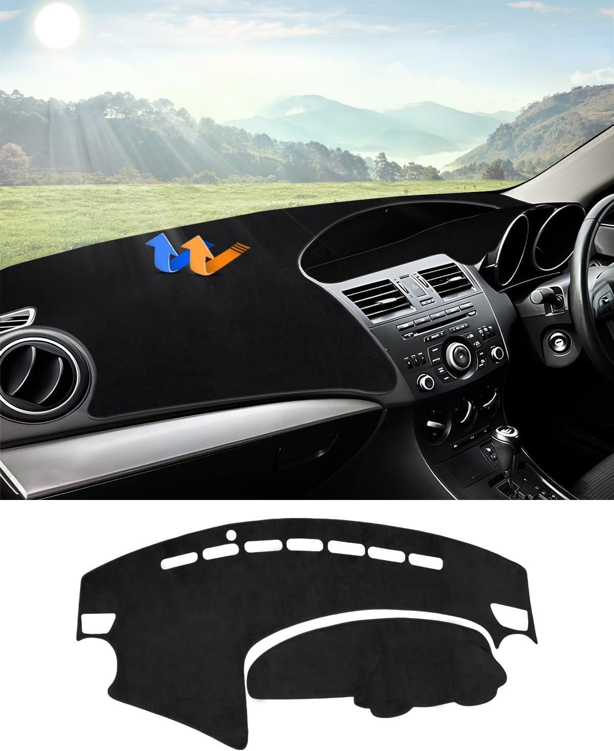 Dashboard Cover Mat for Mazda 3 BL 2009-2013 Sedan Dashboard Cover Flannel Dash Mat Sunshade Glare UV Rays Protector image number 1