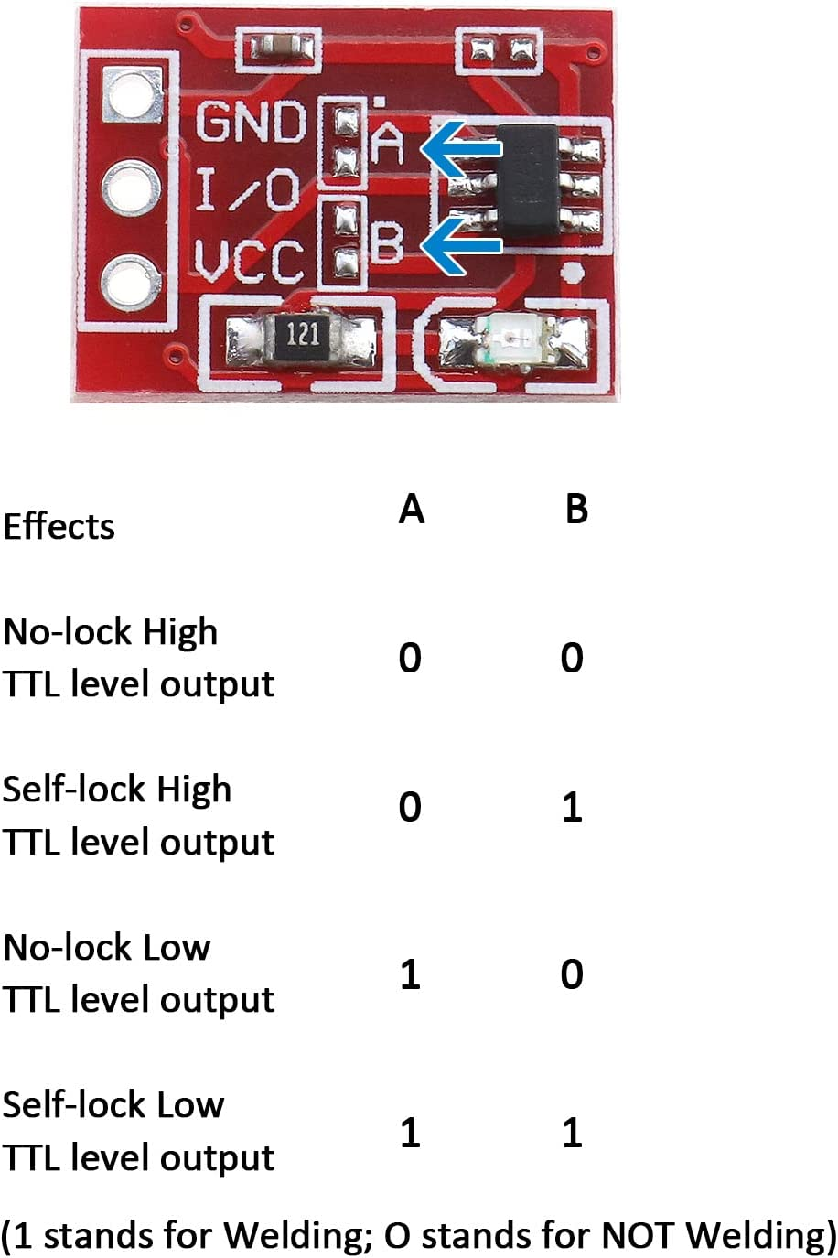 10PCS TTP223 Touch Button Module Capacitive Settable Self-Lock/No-Lock Switch Board 2.5-5.5V Power Supply 15X11Mm CCL Self Locking Touch Switch Sensor image number 1