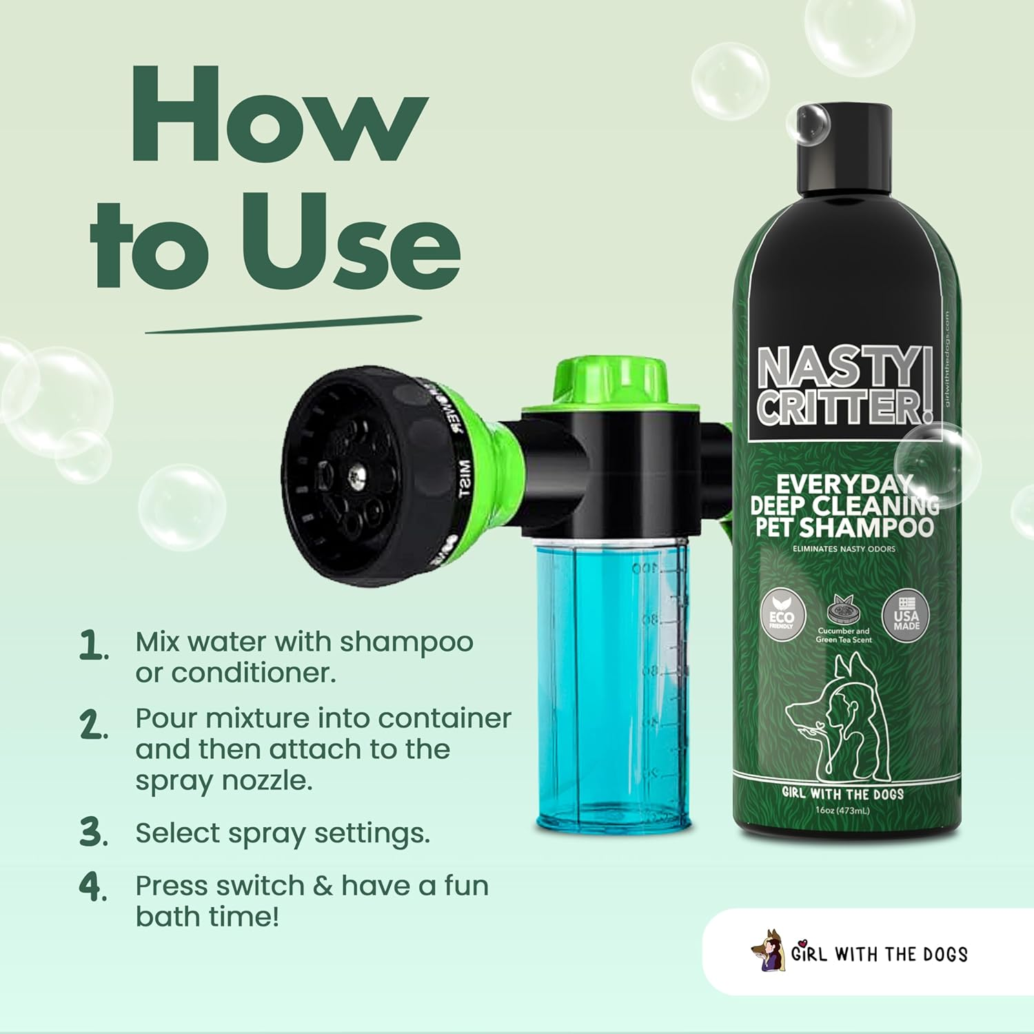 Girl with the Dogs Soap & Shampoo Dispenser for Pet Wash and Garden Hose Sprayer Nozzle image number 1