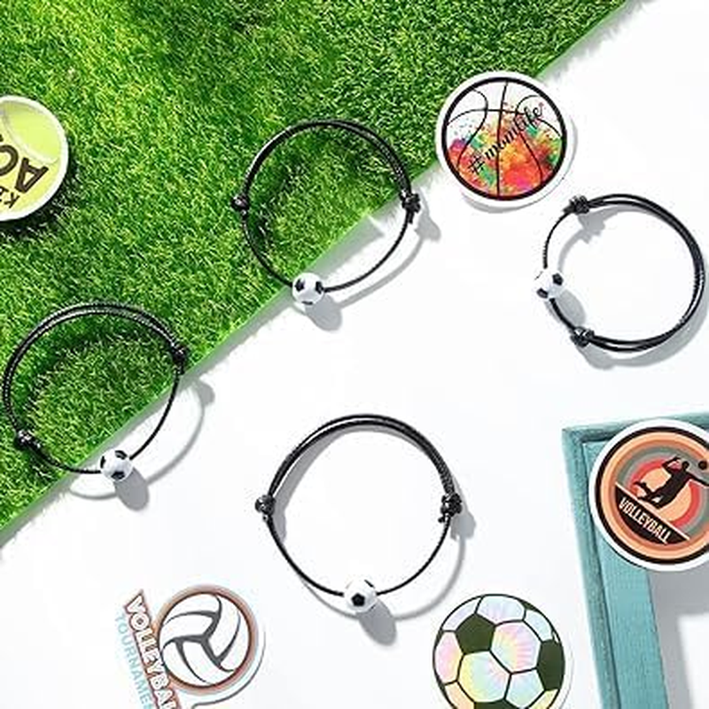 12 Pcs Football Bracelets, Adjustable Football Friendship Bracelets, Soccer Charm Bracelets for Girl Boy Sports Scenario Favours image number 1