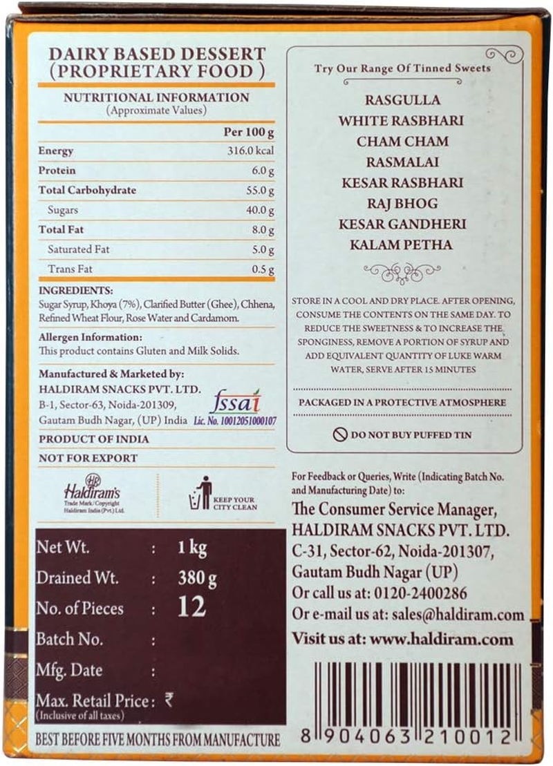 Haldiram Sweet Gulab Jamun 1 Kg image number 3