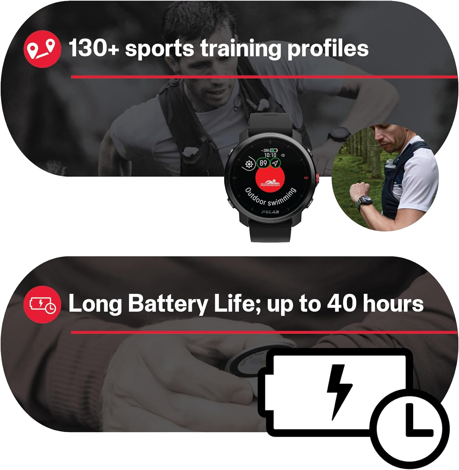 Polar Grit X - Rugged Multisport GPS Smart Watch - Ultra-Long Battery Life, Wrist-Based Heart Rate, Military-Level Durability, Sleep and Recovery, Navigation - Trail Running, Mountain Biking image number 5