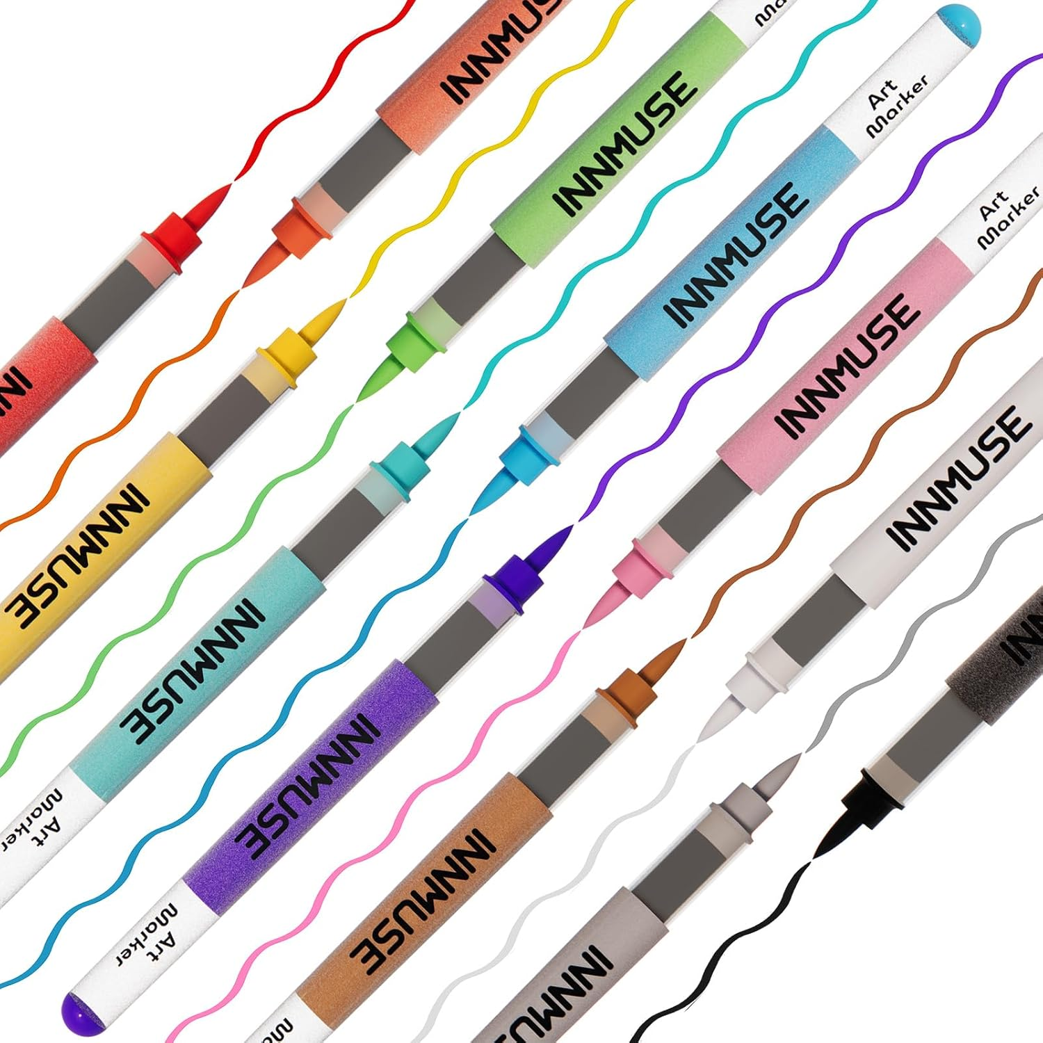 12-Color Acrylic Paint Markers with Brush Tip, Fabric Paint Markers for Clothes, Acrylic Pens for Rock, Canvas, Wood & DIY Crafts, Art & Craft Supplies Kit image number 1