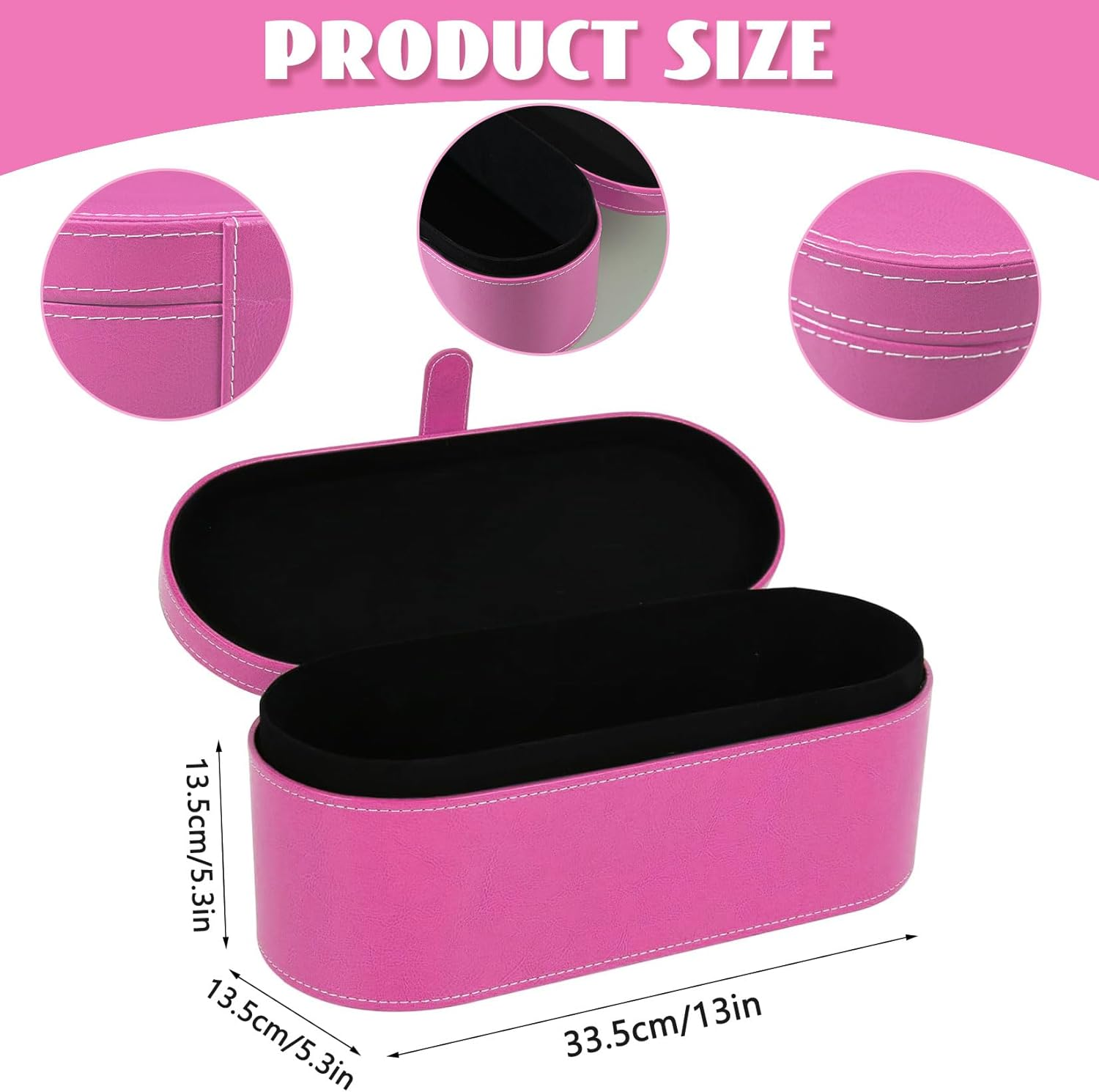 Hair Dryer Storage Bag, Portable Travel Bag for Hair Dryer, PU Leather, Hard Box, Storage Box for Dyson Supersonic Hair Dryer (Rose Red) image number 5