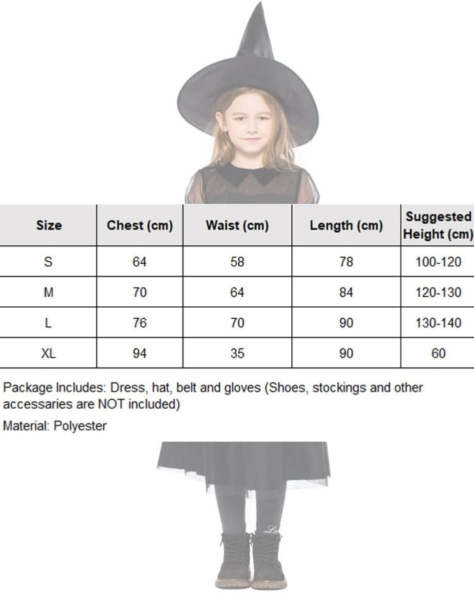 Costume Bay Wicked Witch Costume Halloween Book Week Dress up Spooky Outfit for Magic-Themed Trick-Or-Treat Cosplay Party Attire For - 01- Black Witch image number 6