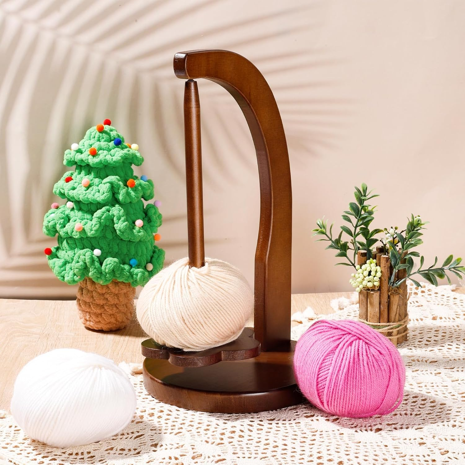 Yarn Holder for Knitting and Crocheting,Wooden Yarn Spinner for Crocheting，Yarn Ball Holder for Knitting, Crochet for Knitting Lovers image number 2