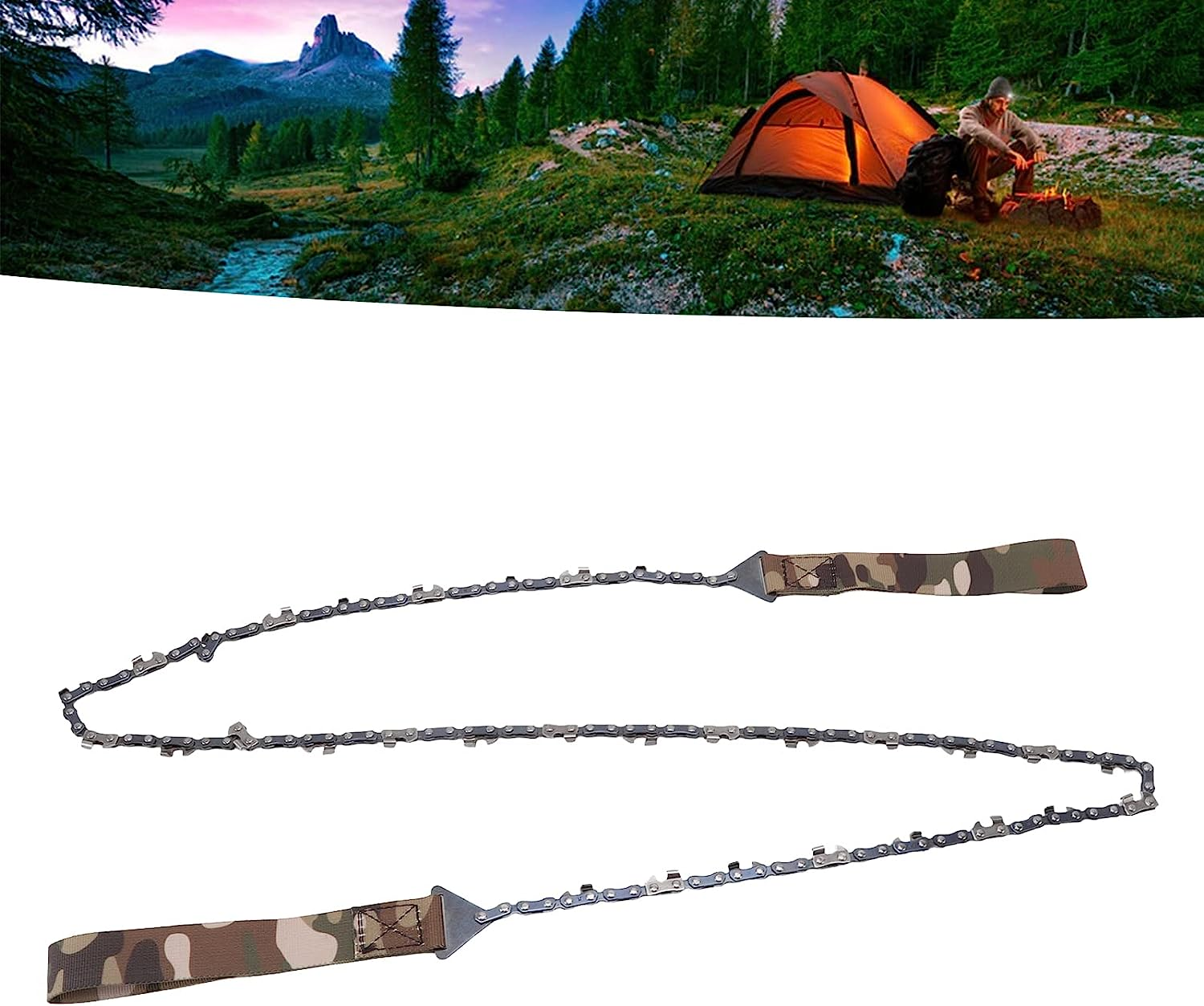 Hand Chain Saw, 48In Foldable Portable Survival Chain Saw Camping Logging Garden Pruning Tools 64 Links 21 Cutter for Wood Cutting Outdoor Survival Camping image number 1