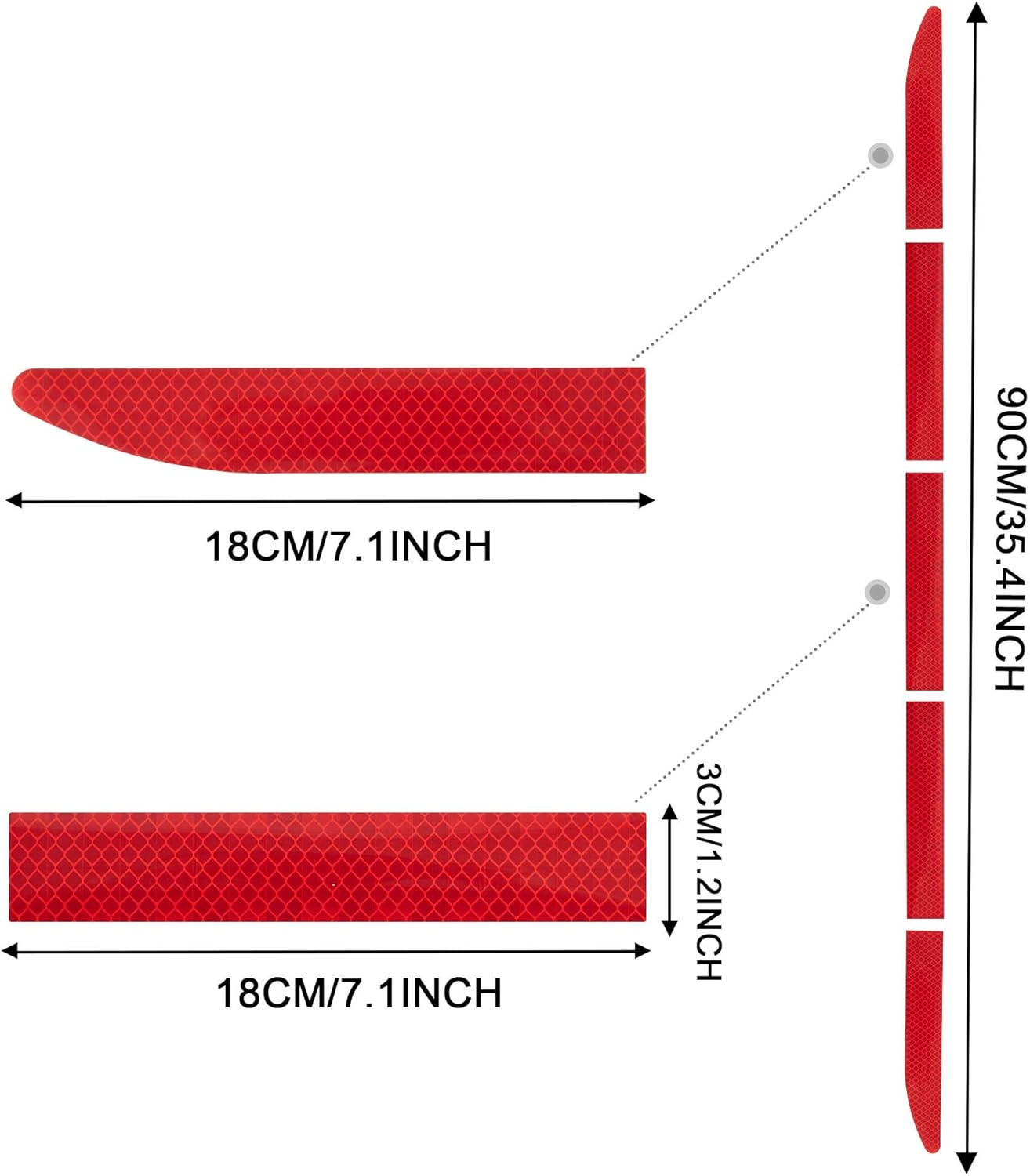 TOMALL 35.2'' Strong Reflective Stripe Stickers High-Intensity Night Visibility Reflective Decal Universal Safety Warning Diamond Grade Waterproof Self Adhesive for Car Trunk (Red) - Orange image number 7