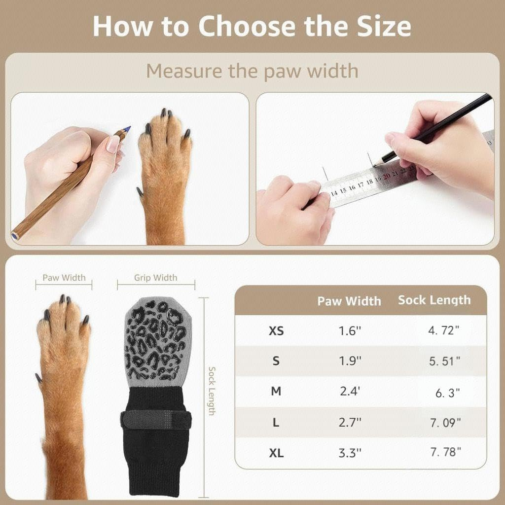 Advanced Non-Slip Hardwood Floor Dog Socks-Super Thick Grip, with Anti-Slip Claws to Prevent Dogs from Licking Their Claws, Suitable for Advanced Dogs to Wear on Hardwood Floors (Leopard 2 Pairs XL)