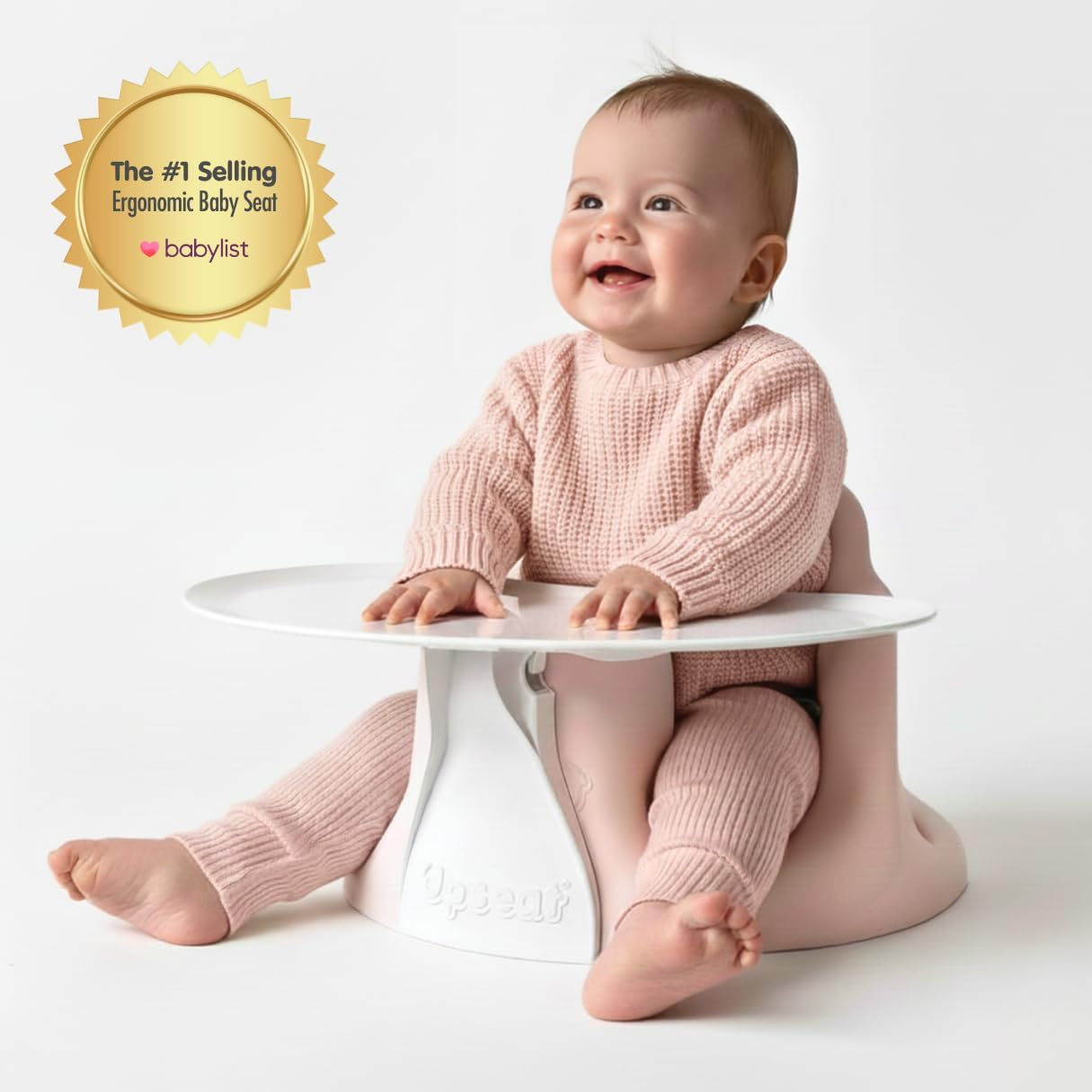 Upseat Baby Floor Seat Booster Chair for Sitting up with Removable Tray for Meals and Playtime, Developed with Physical Therapists for Safe and Healthy Hip Development and Posture (Pink) image number 6