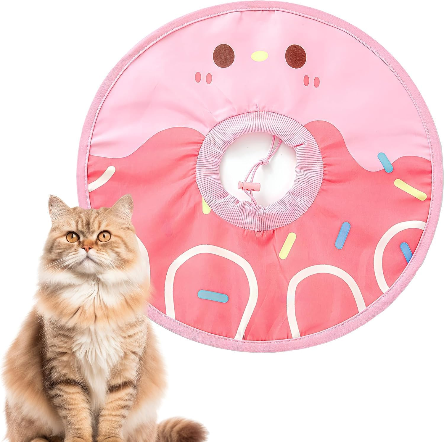 Waterproof Cat Head Cover, Lightweight Cat Head Cover, Donut Cat Recovery Collar, Licking and Scratching Free Head Cover Pet Collar (Pink, M) image number 1