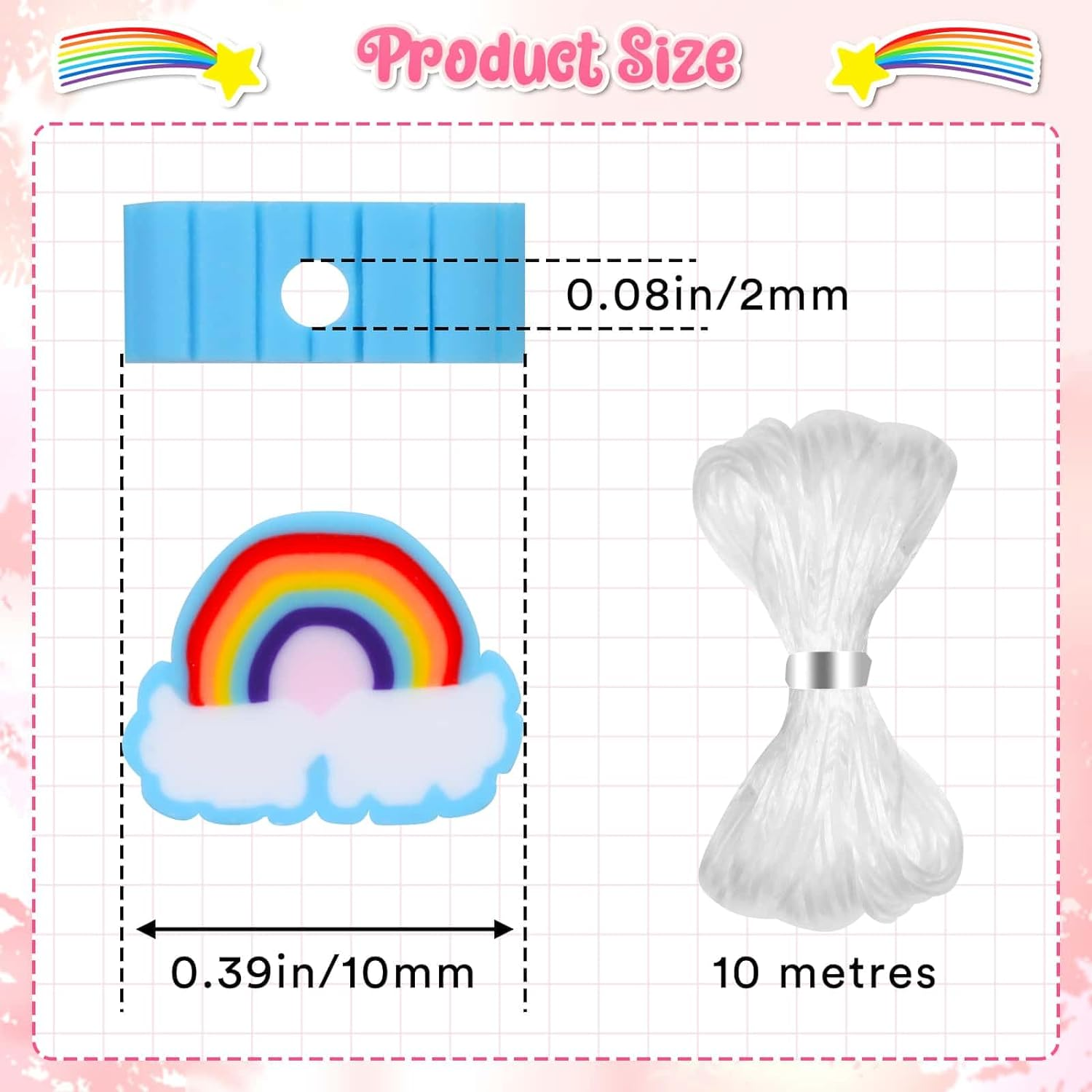 Thrilez 480 Pcs Fruit Flower Polymer Clay Beads, 24 Styles Clay Bead Charms for Bracelets Making, Jewelry Making, Necklace and Earring with Elastic String image number 2