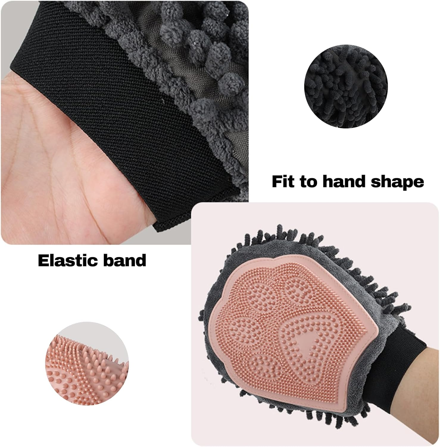 Pet Bath Gloves, Double-Sided Design Bath/Beauty and Pet Massage Gloves, Easy to Absorb Water, Suitable for Warm Skin, Ideal Tool for Any Pet Owner of Dogs, Cats, Rabbits, Horses