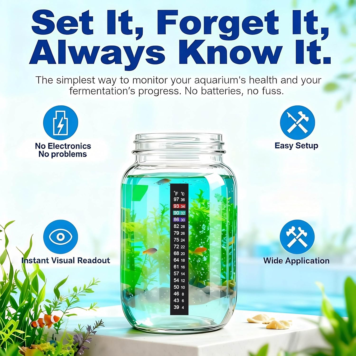 Brewing Thermometer Strip, Aquarium Thermometer Sticker, 39℉ to 97℉ & 4℃ to 36℃ (4PCS) image number 5