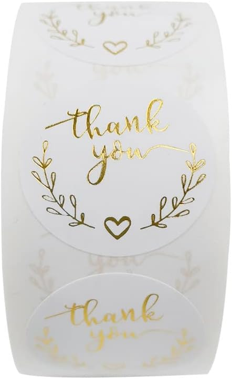 Thank You Stickers Labels, 500 Pieces Golden Olive Color Thank You Stickers for Small Business Adhesive Sticker Labels, Roll Thank You Sticker for Envelopes, Packing Bags, Gift Bags - Golden Olive image number 5