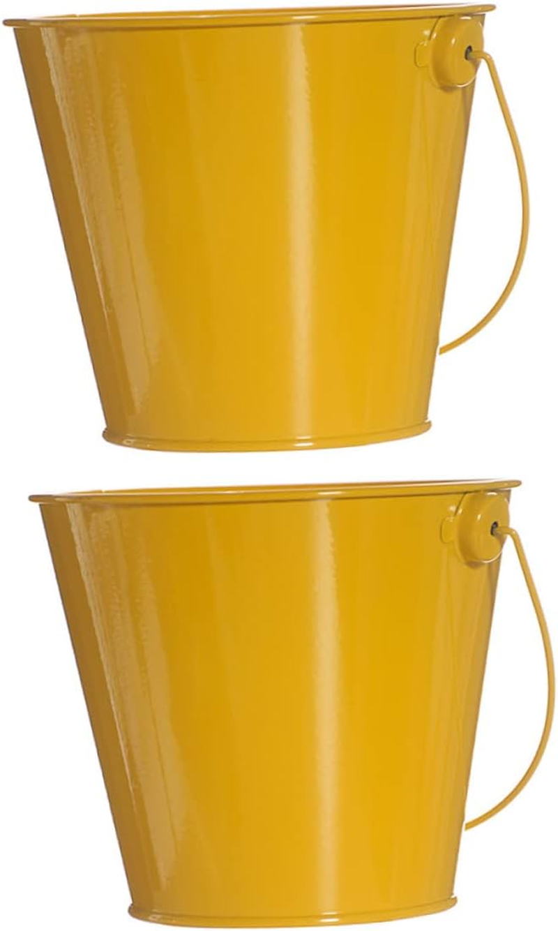 Outanaya 2Pcs Tinplate Flower Buckets for Garden Decoration Vintage Style Planter Containers for Indoor and Outdoor Use for Flower Arrangements and Home Storage