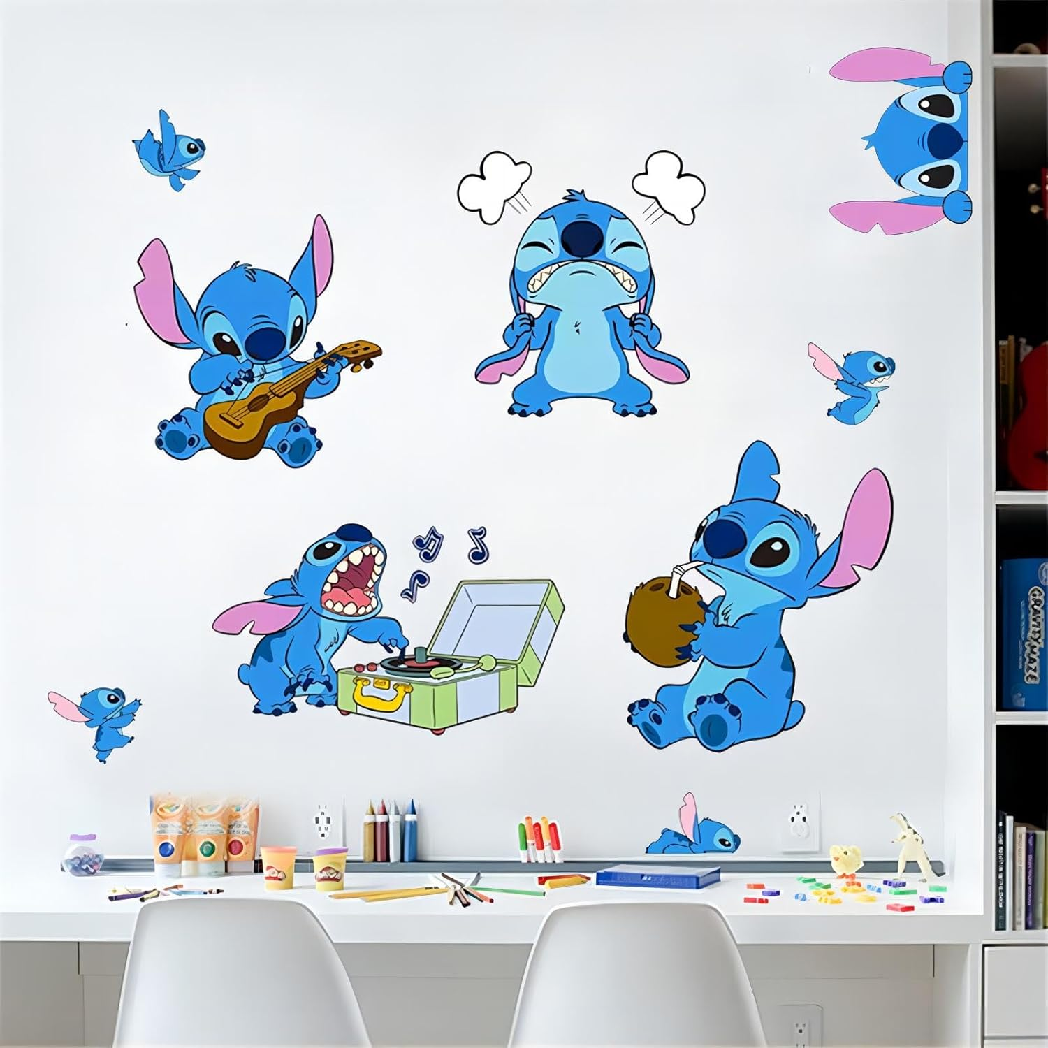 Lilo and Stitch Wall Stickers Disney Cartoon Wall Decals DIY Peel and Stick Vinyl Wall Decor for Kid Girls Boys Bedroom Living Room House Fun (Size: 16&times;24 Inch), CR-51-1