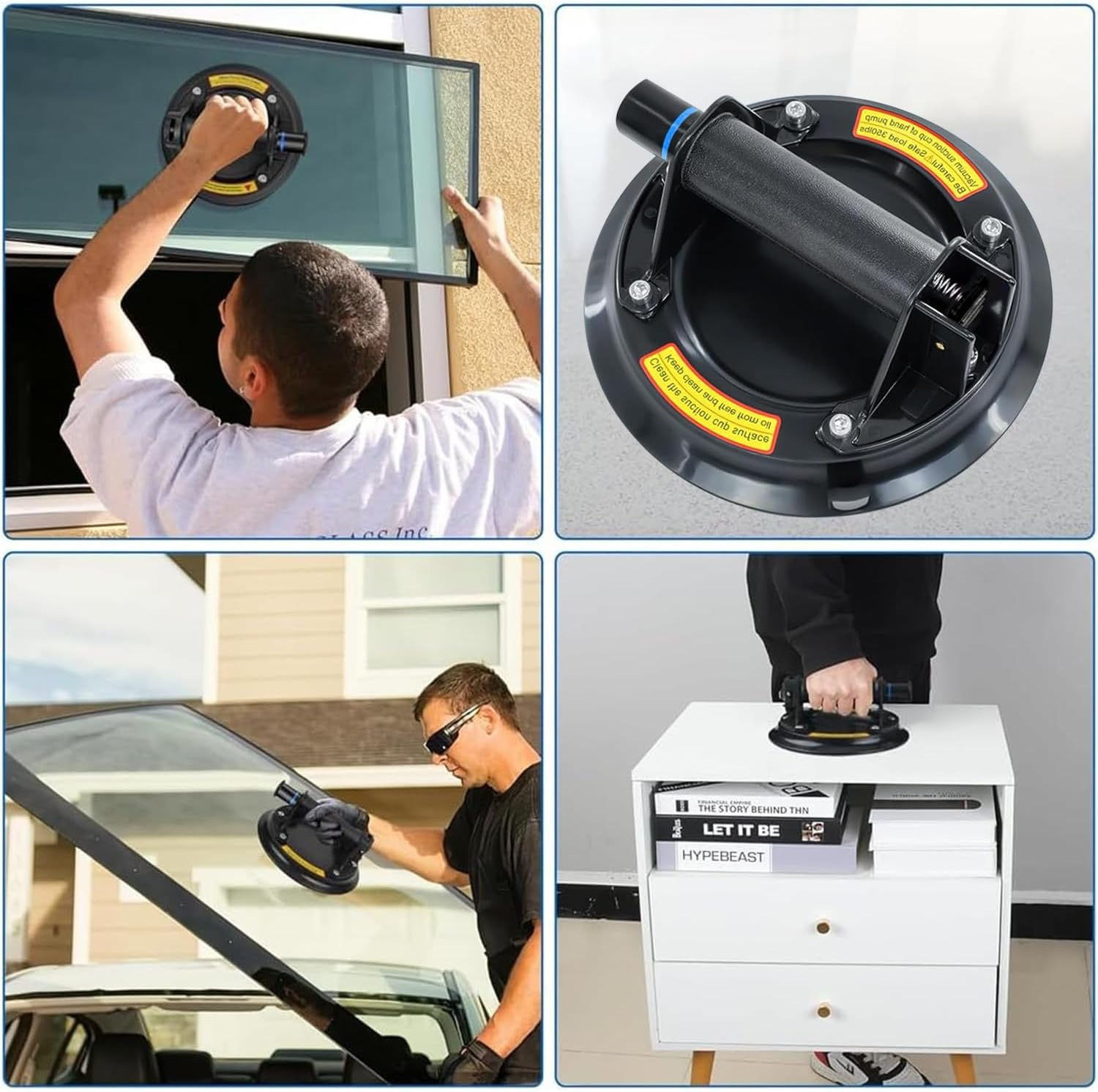 Heavy Duty Glass Suction Cup, 2-8 Inch Glass Suction Cups with Load Capacity of 180Kg,Strong Suction Tile Suction Cup Tool,Used to Lift Large Granite Slabs,Include Suitcase image number 3
