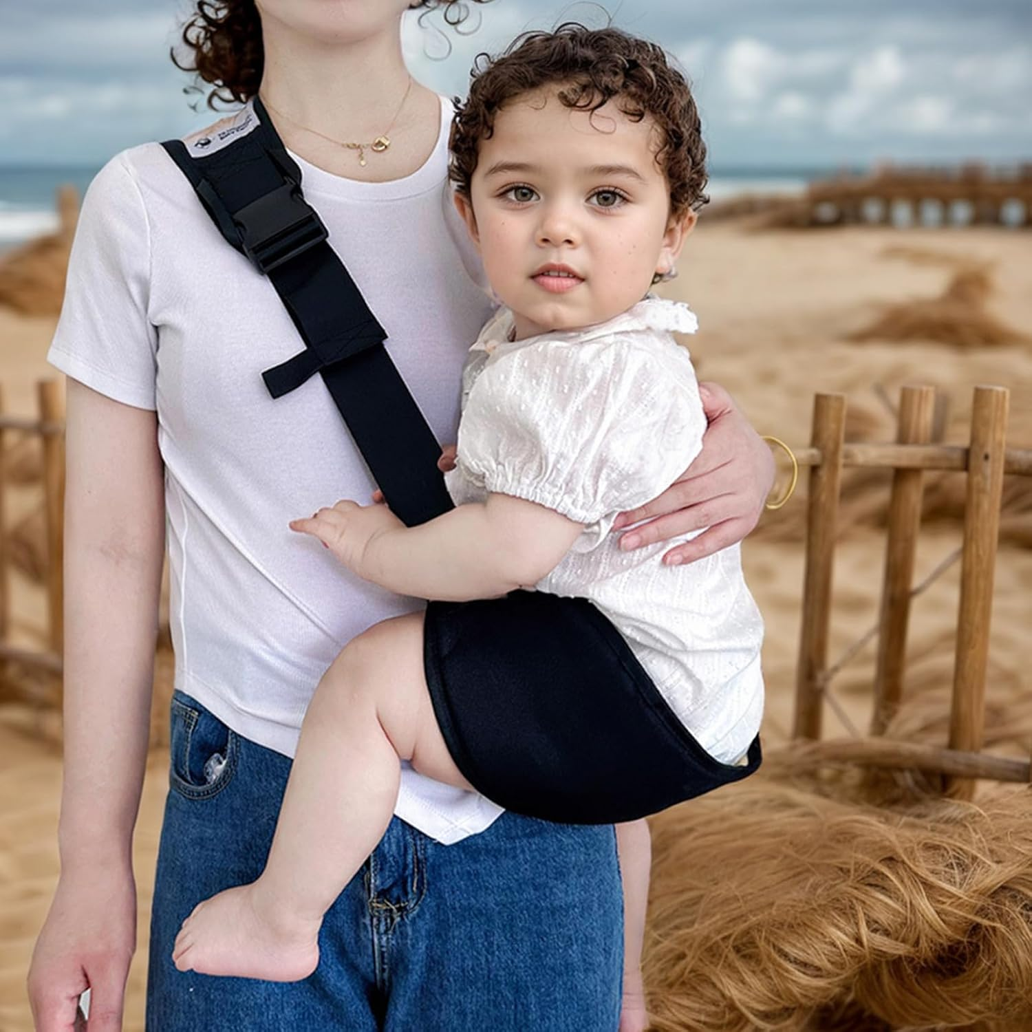 Baby Sling Carrier - Toddler Sling, Portable Baby Wrap Carrier, Adjustable, Soft, Anti-Slip, Newborn to 44Lbs, Black image number 5