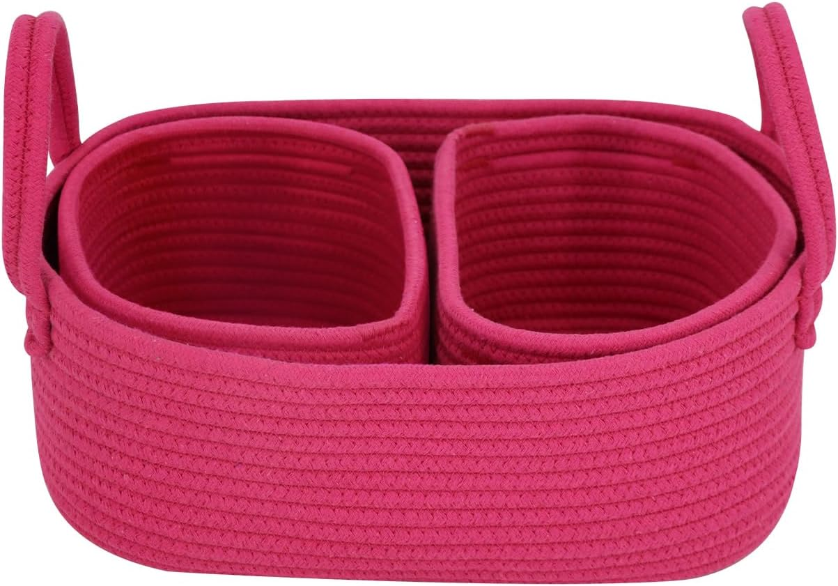 Storage Basket, Pink Baskets, Woven Basket, Bathroom Storage Baskets, Bathtub Organisers, Toiletry Bags, Laundry Baskets, House Organiser, Set of 3 Storage, Storage Bin, Nursery Storage (Pink)