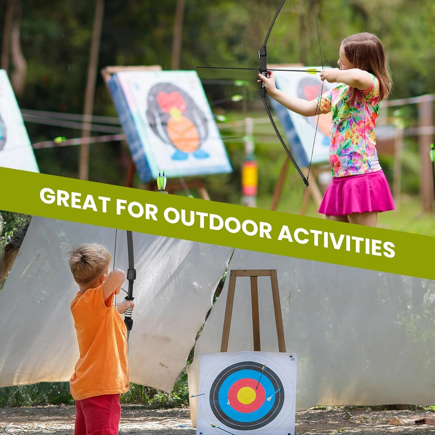 40" Youth Bow and Arrow Set for Kids 8-12 & Teens - Ambidextrous Recurve Archery Gear with Safety Arrows - Toys for Ages 8-13, Left Right Hand Beginners Longbow Kit image number 5